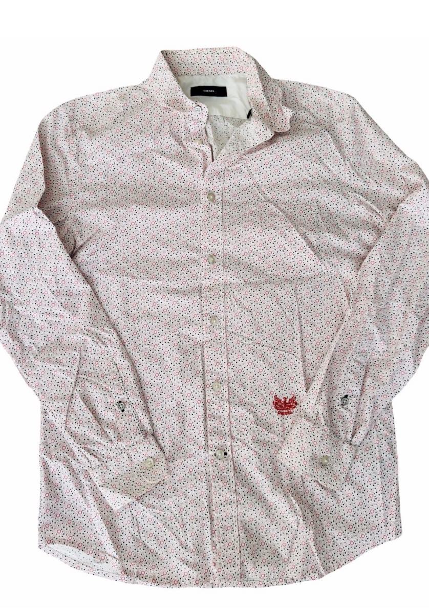 Diesel 100% Cotton Pink Geometric Print Shirt Size S