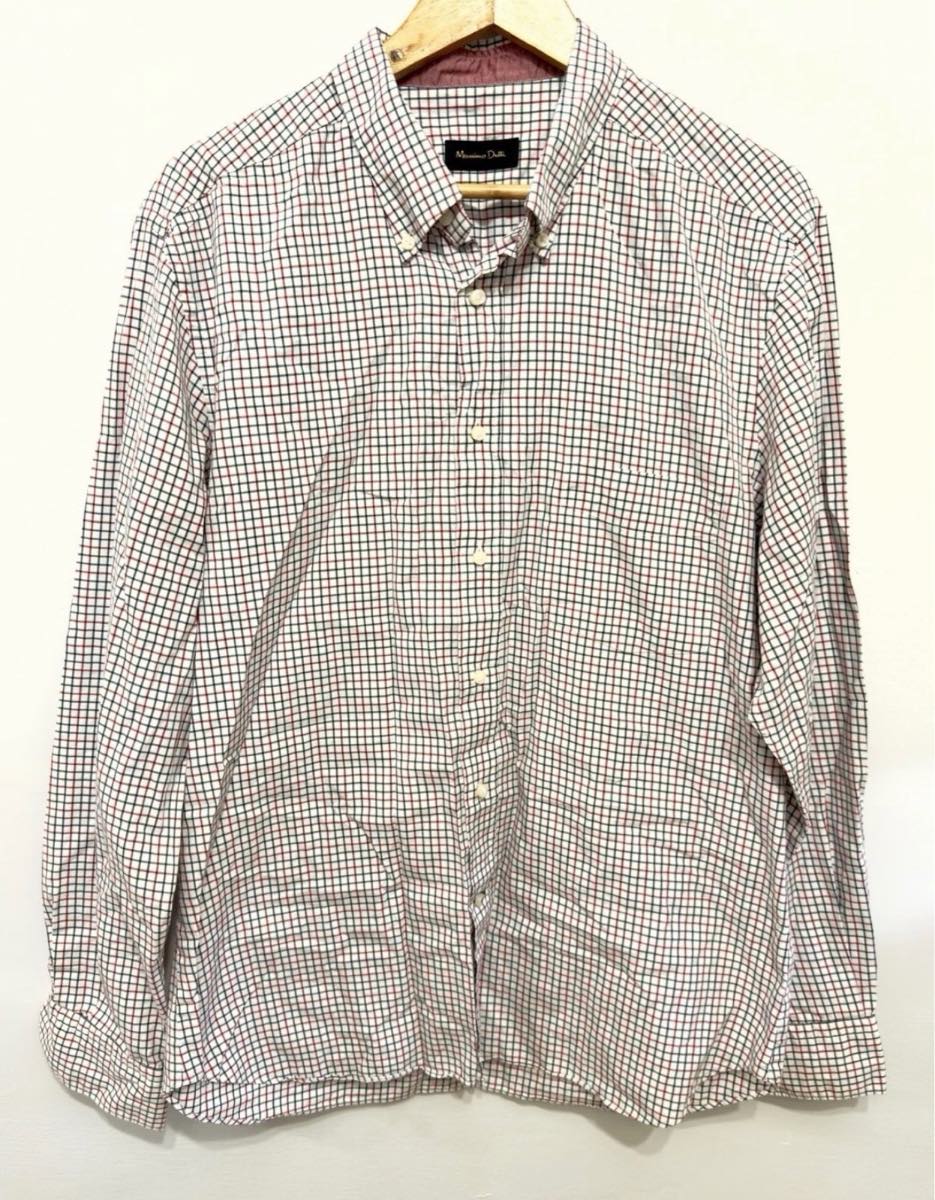 Massimo Dutti XXL White Check Long Sleeve Button Shirt
