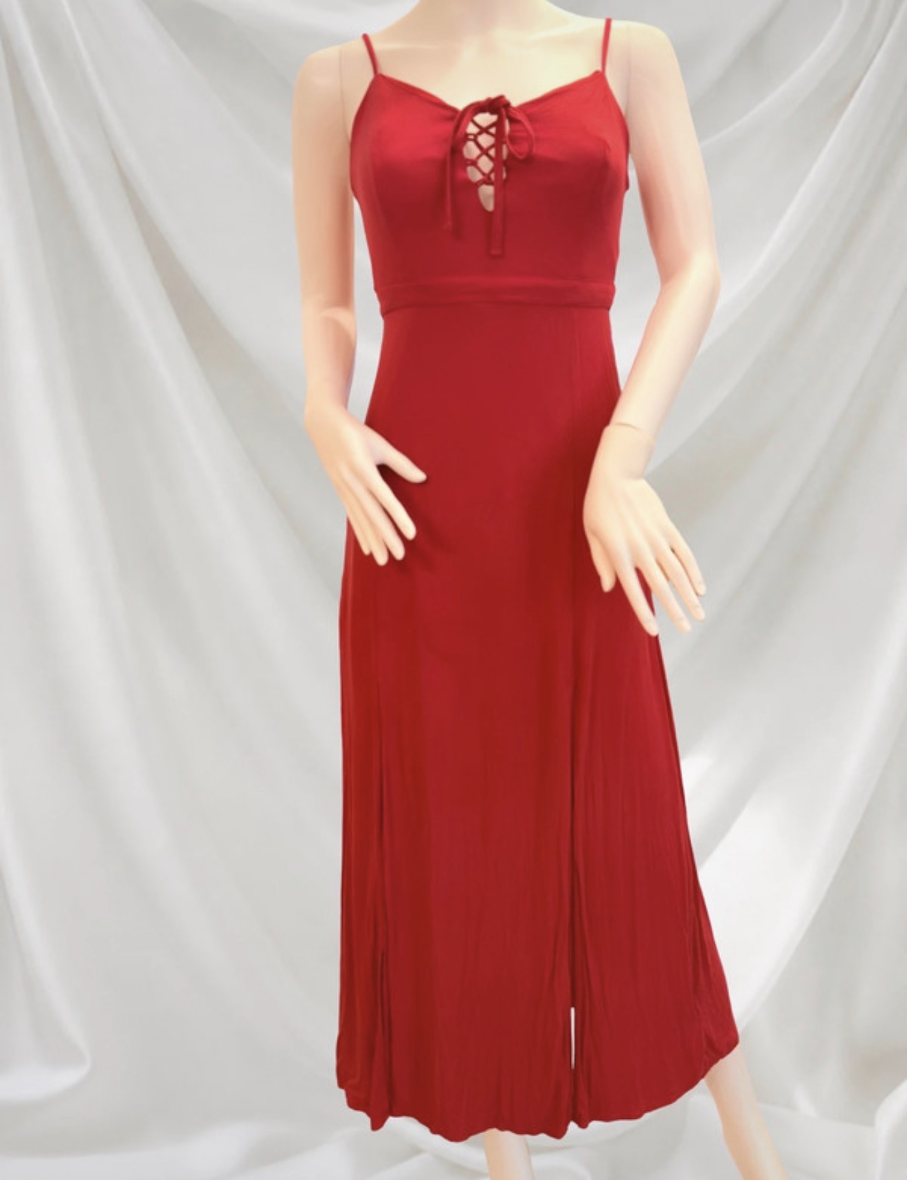 Guess Los Angeles Red Lace Up Maxi Dress XS Y2K