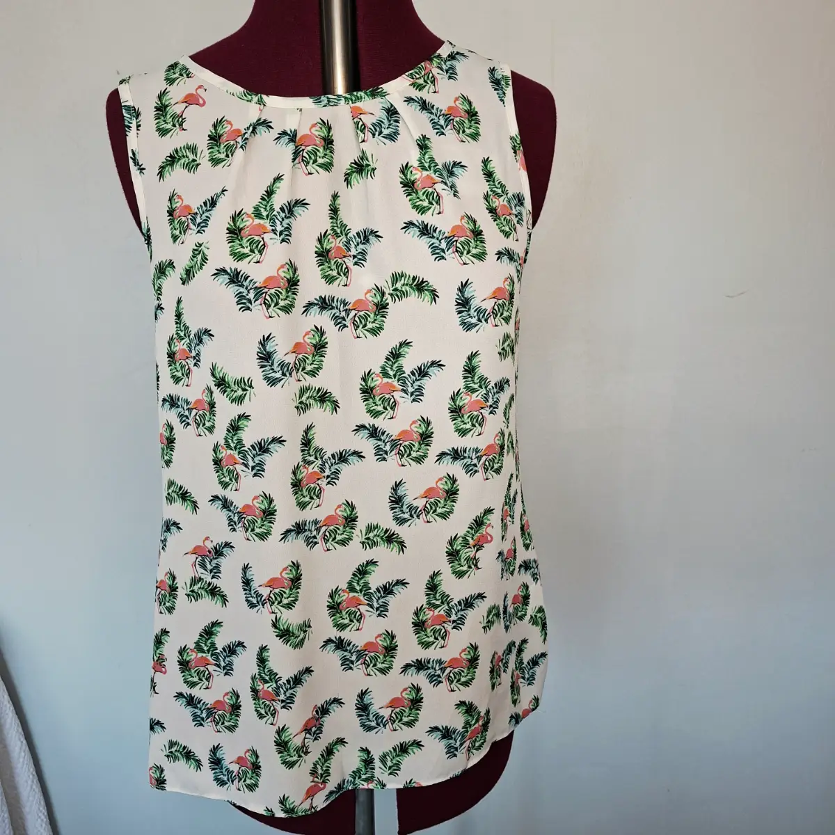 Paraphrase white Flamingo tropical print top