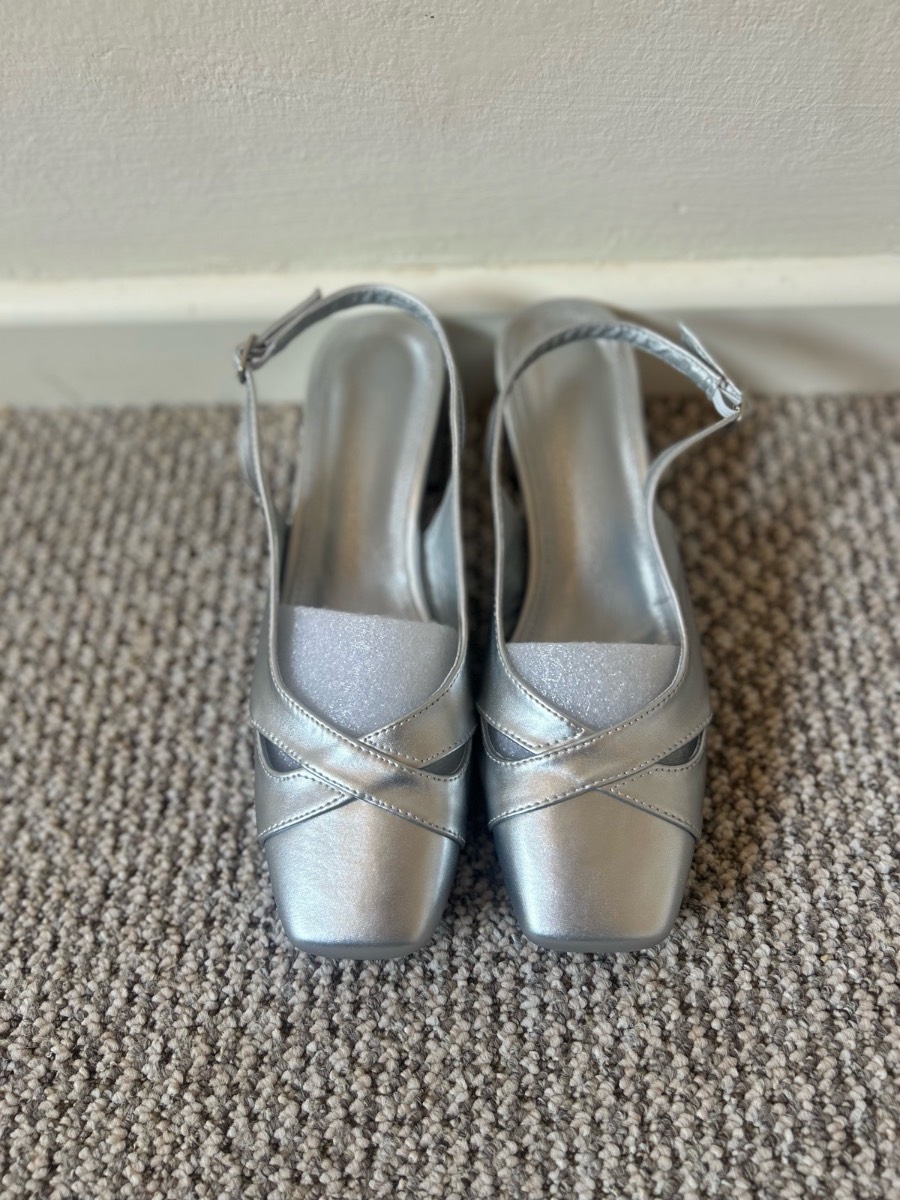 Temu Silver Block Heels
