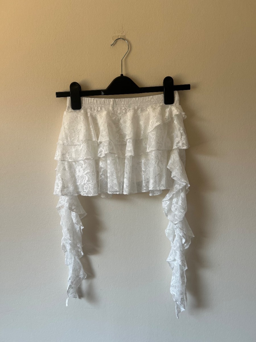 Shein White Lace Ruffle Shorts Coquette Fairycore