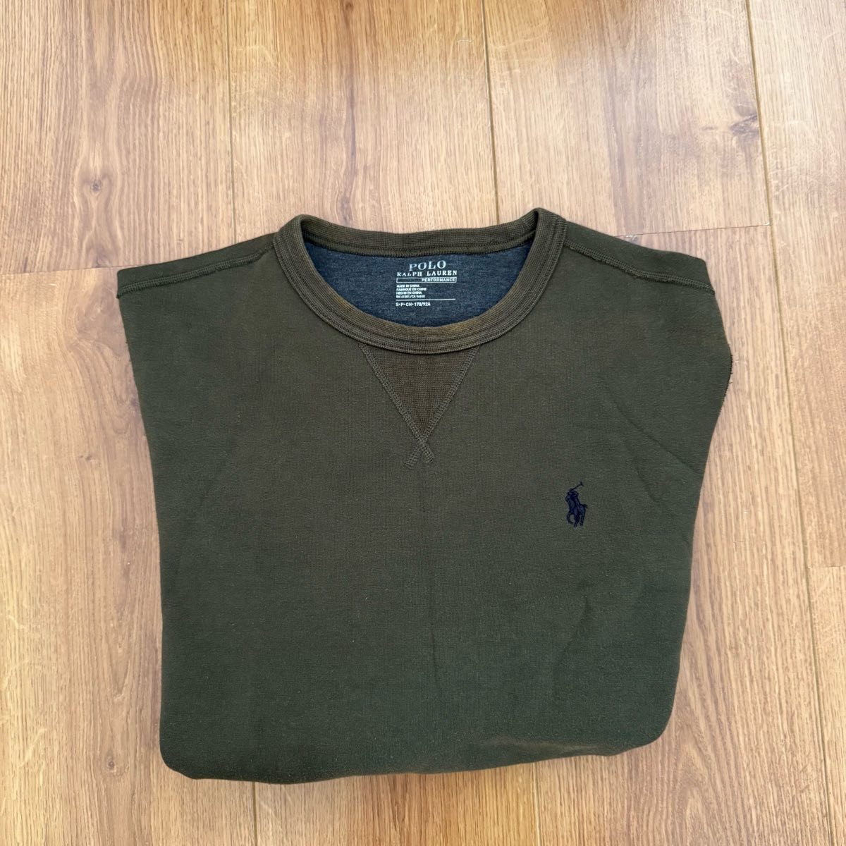 Polo Ralph Lauren crewneck jumper pullover khaki double knit tech performance men small RRP £135