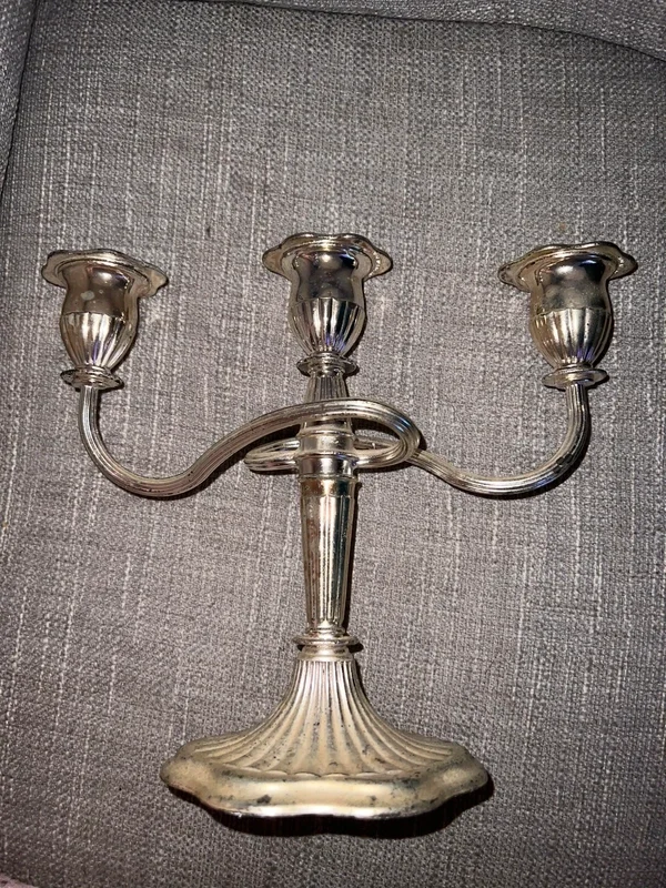 Vintage Silver 3-Cup Candelabra Gothic / Regency Home Decor