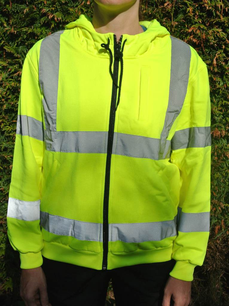 Yellow Hi Viz Vis Hooded Sweatshirt Small New Hoodie Hoody