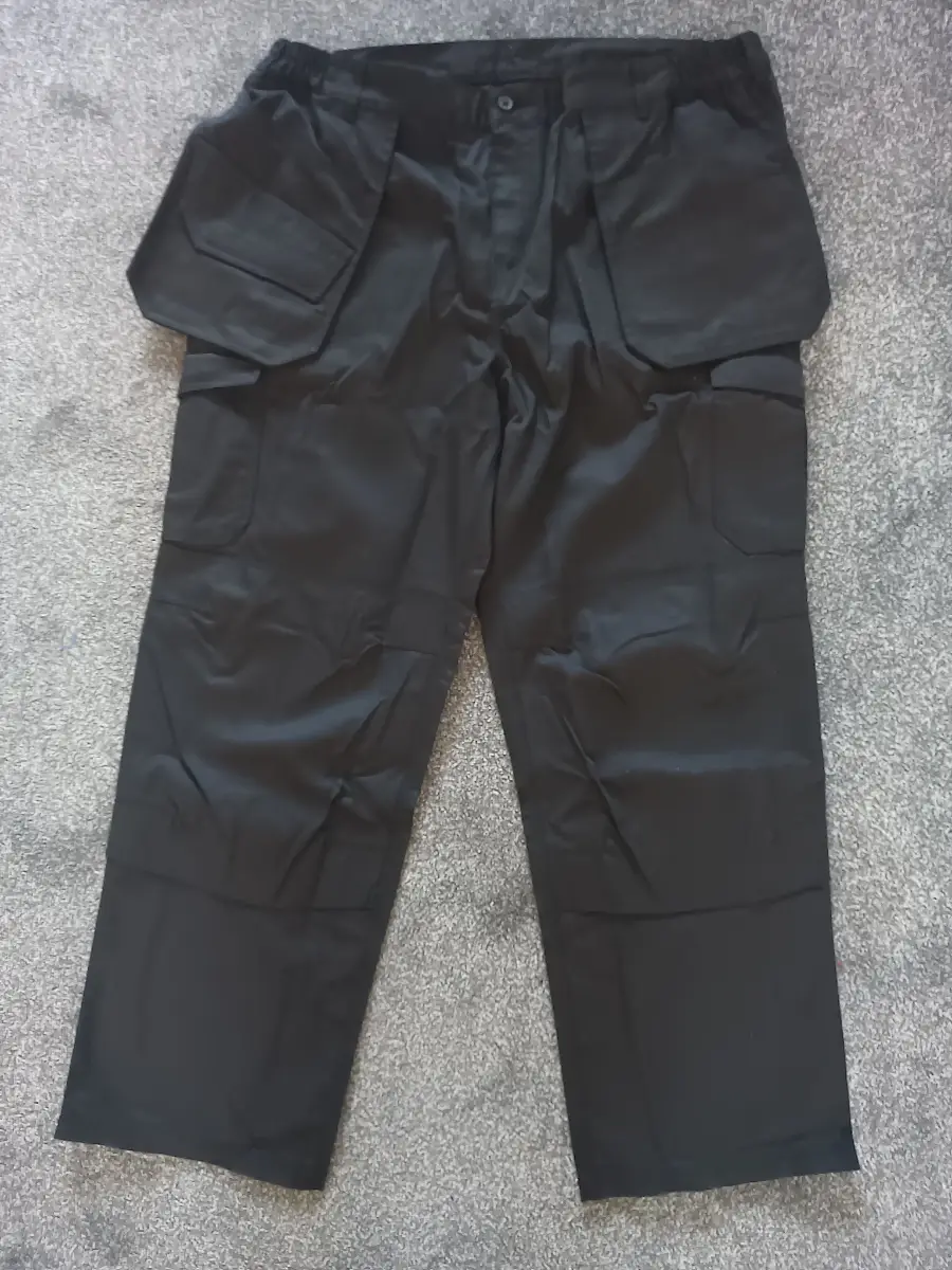 Black Tradesman Cargo Work Trousers 30"R New Holster pockets Workwear Elasticated (see description)