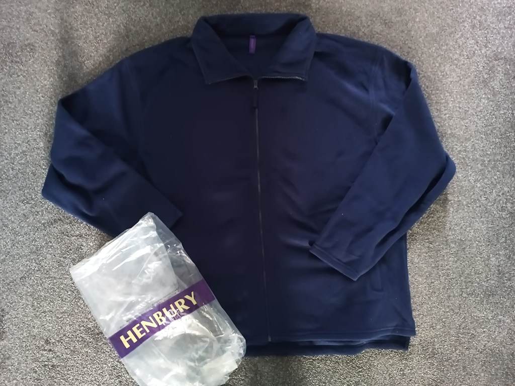 Mens Navy Blue quality Fleece thermal Jacket XL New