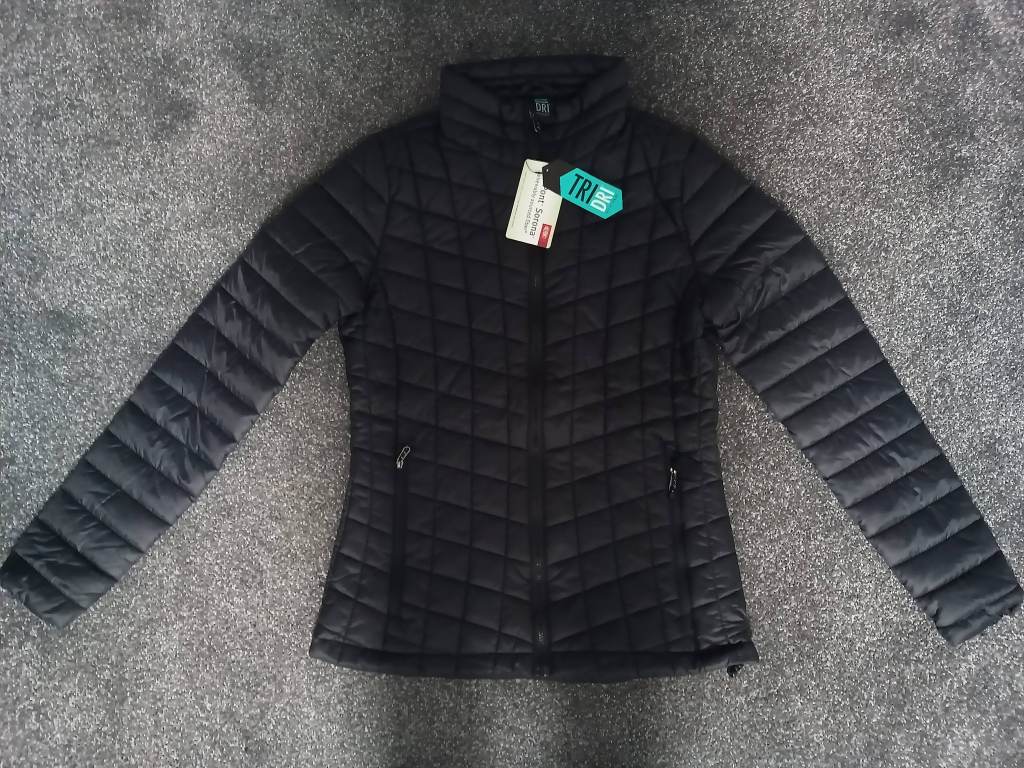 Ladies Tri Dri Black Diamond quilt Puffer Jacket XS 6-8 New Puffa Coat