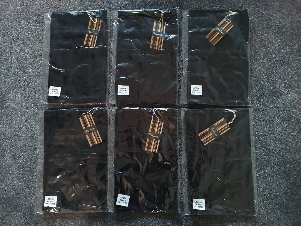 SIX Black poly cotton Waist Log Aprons with Pocket Waiter Waitress Bar