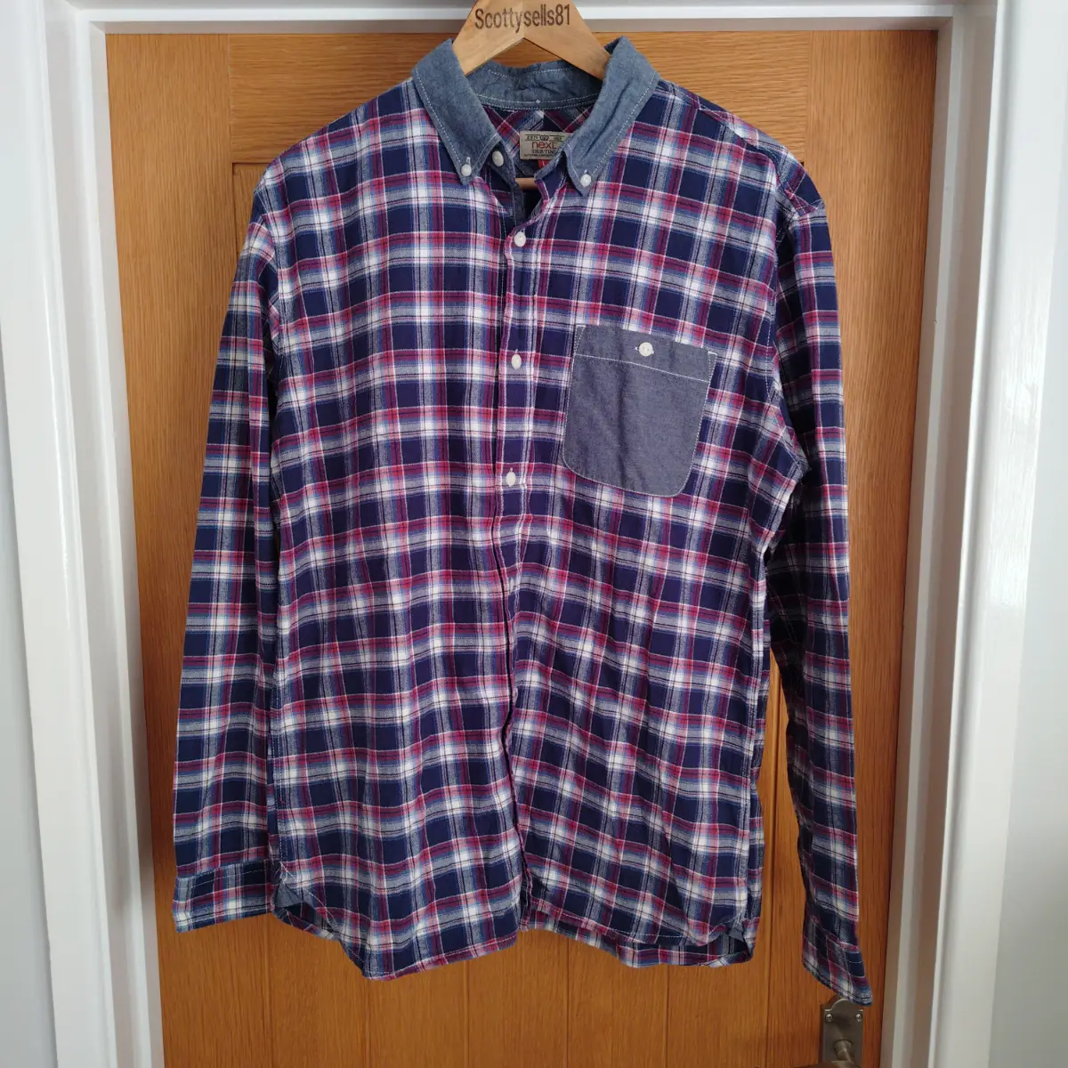 Next Shirting Laundered Shirt Mens L  Check 100% Cotton Flannel Long Sleeve VGC