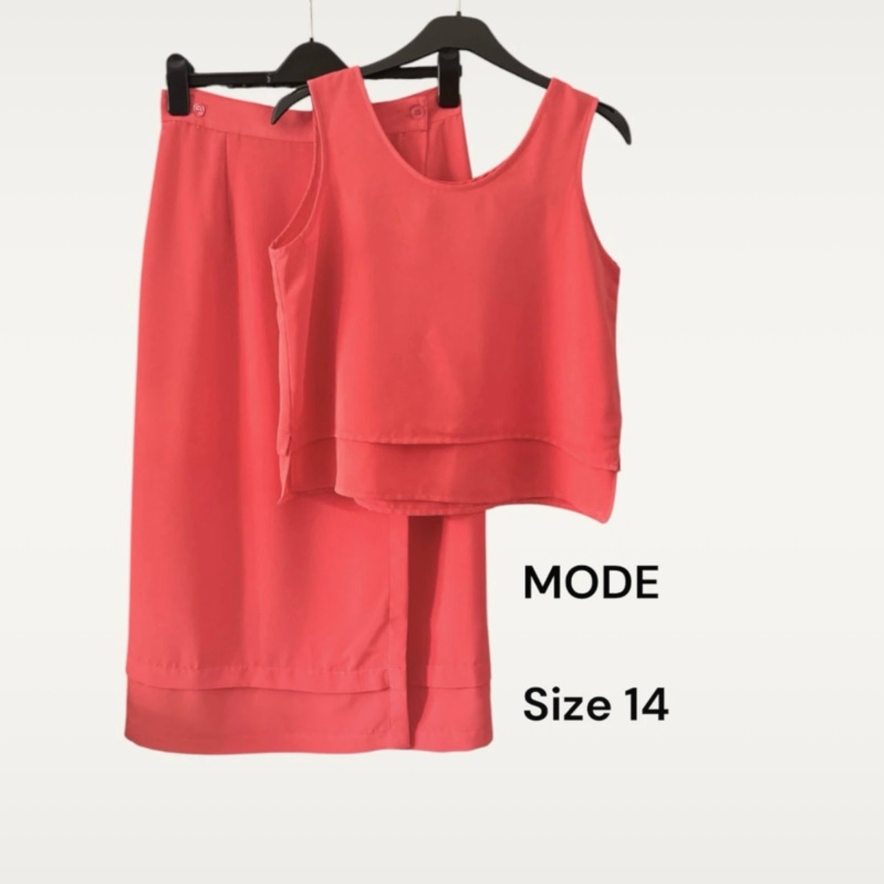 Mode Coral/red 2 Piece Co-Ord Midi Wrap Skirt & Sleeveless Top | UK 14