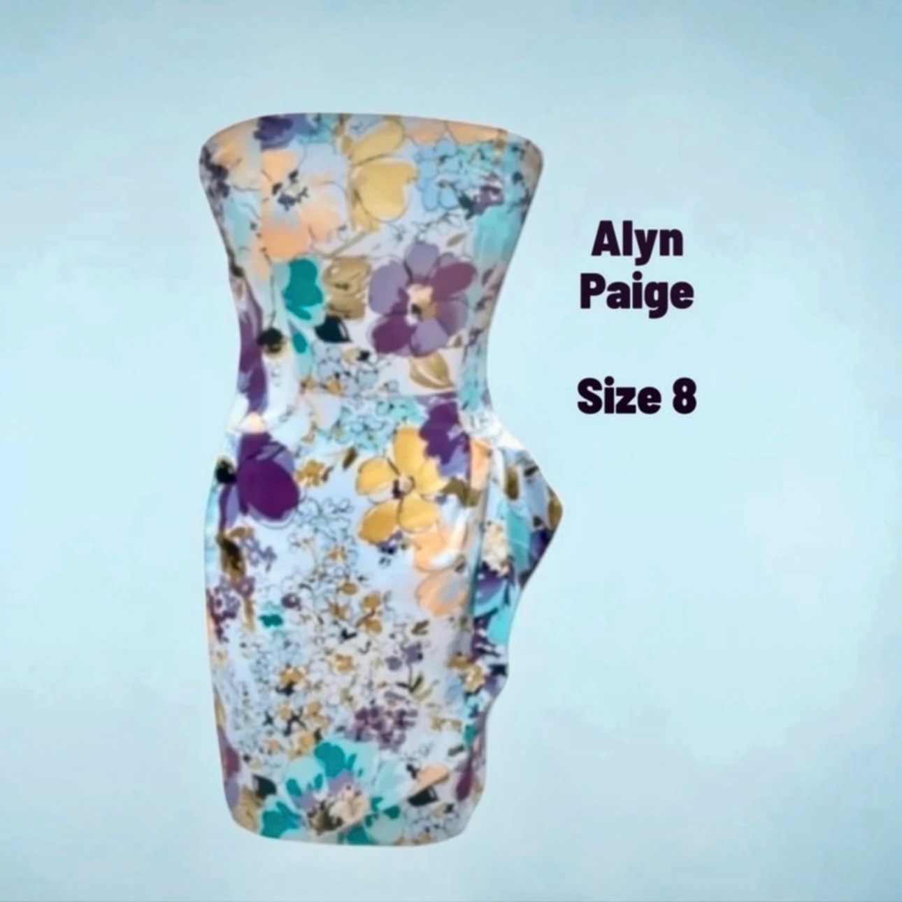 90s Alyn Paige Floral bandeau Mini Dress with side ruffles - Size 8