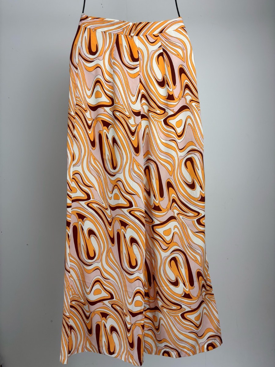 Glamorous Retro Swirl Wide Leg Trousers UK 6 Orange Pink BNWT Palazzo Pants