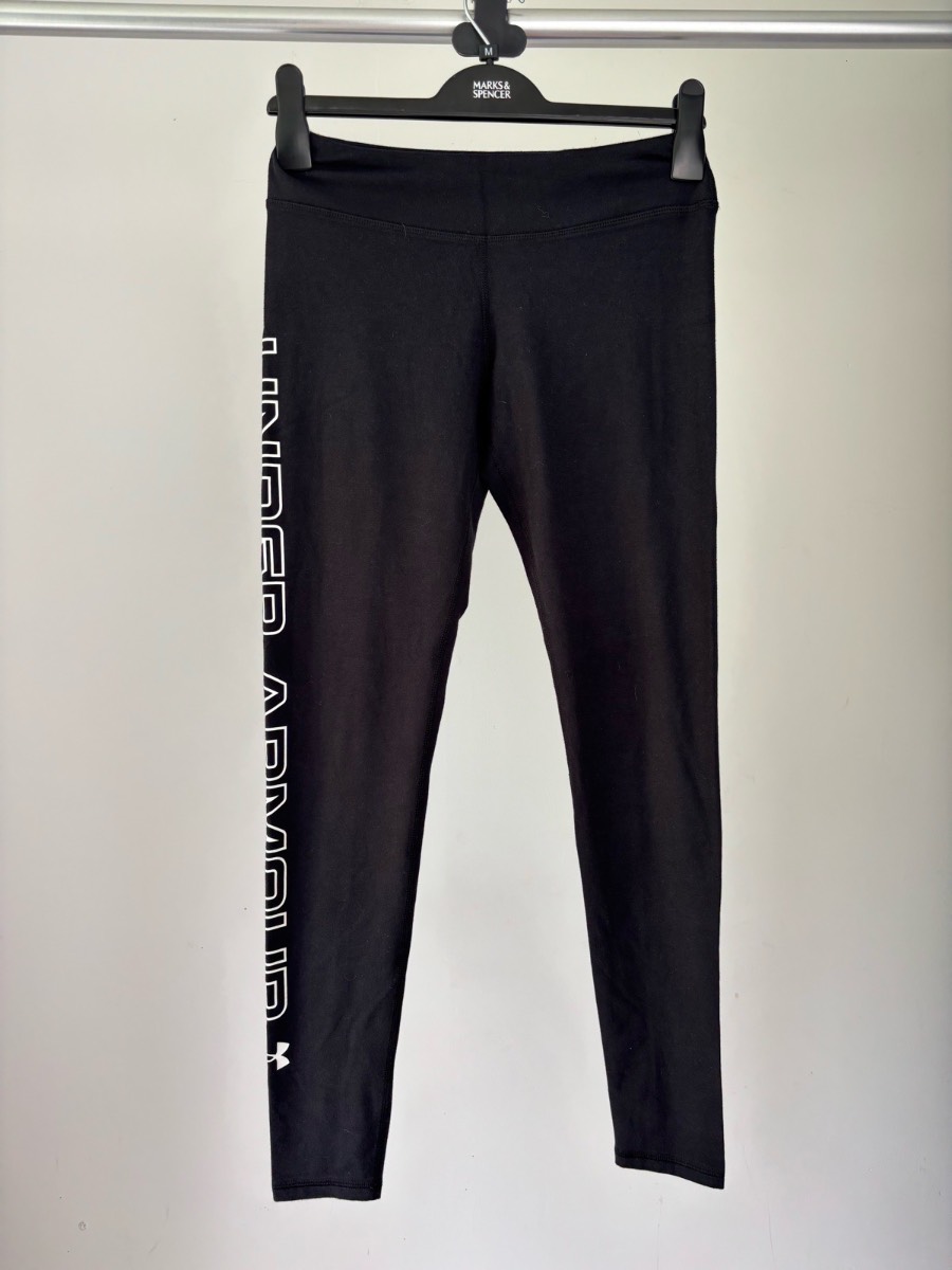 Under Armour Black Logo Leggings Size S Stretch Gym Running Fitness Yoga Pants