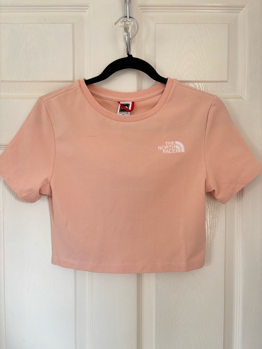 The North Face Women's Crop T-Shirt Size M - Evening Sand Pink - Cropped Logo Tee - Brand New With T