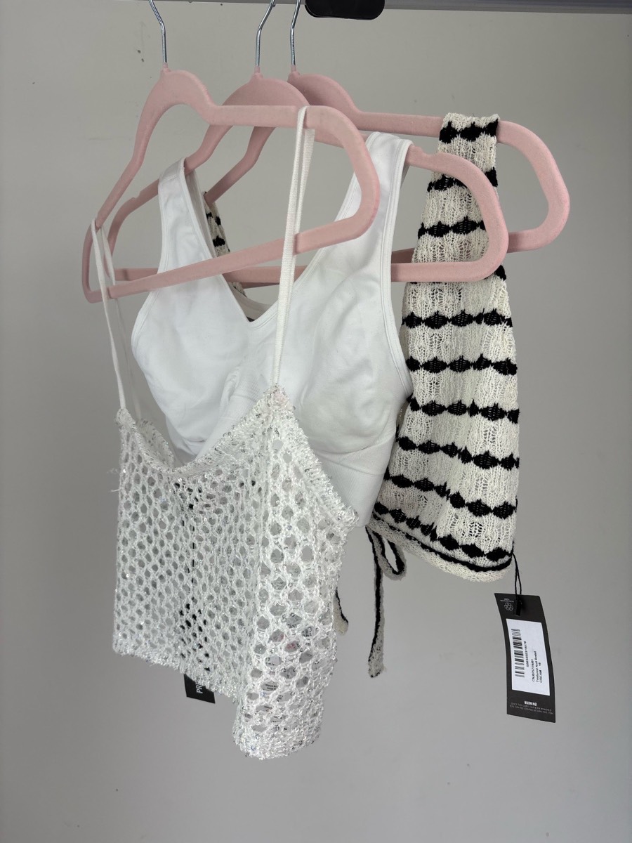 3 Piece Festival Co-Ord Set Crochet Bralette Crop Top Bralette UK 16 BNWT