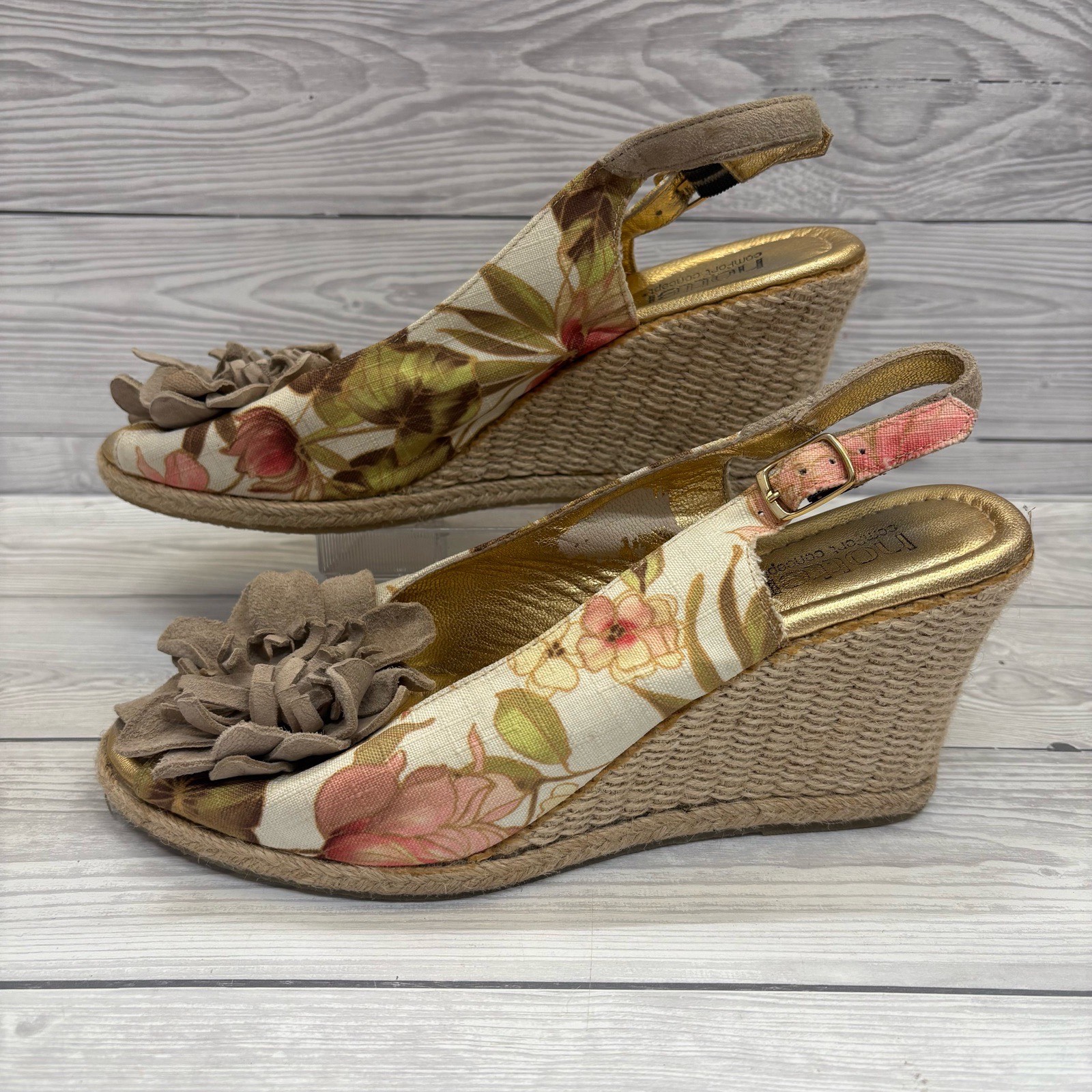 Hotter Gaby Floral Espadrille Wedge Sandals UK 6 EU 39