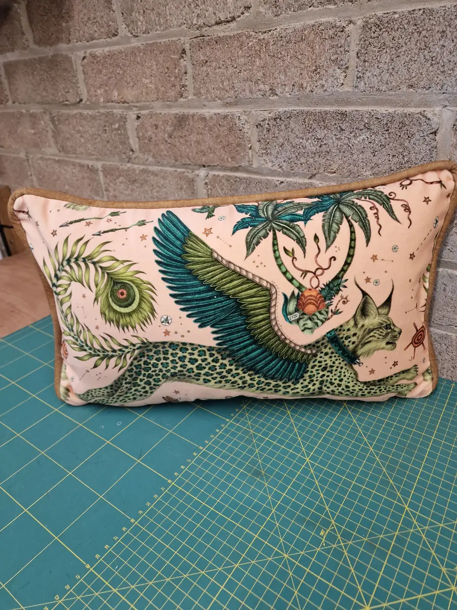 Emma shipley Lynx velvet cushion cover piped & backed in designer velvet