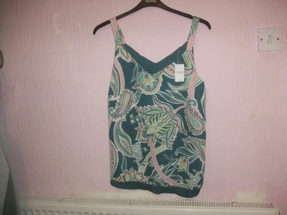 New Nutmeg Vest Top Size 14 In Green & Multi Colour