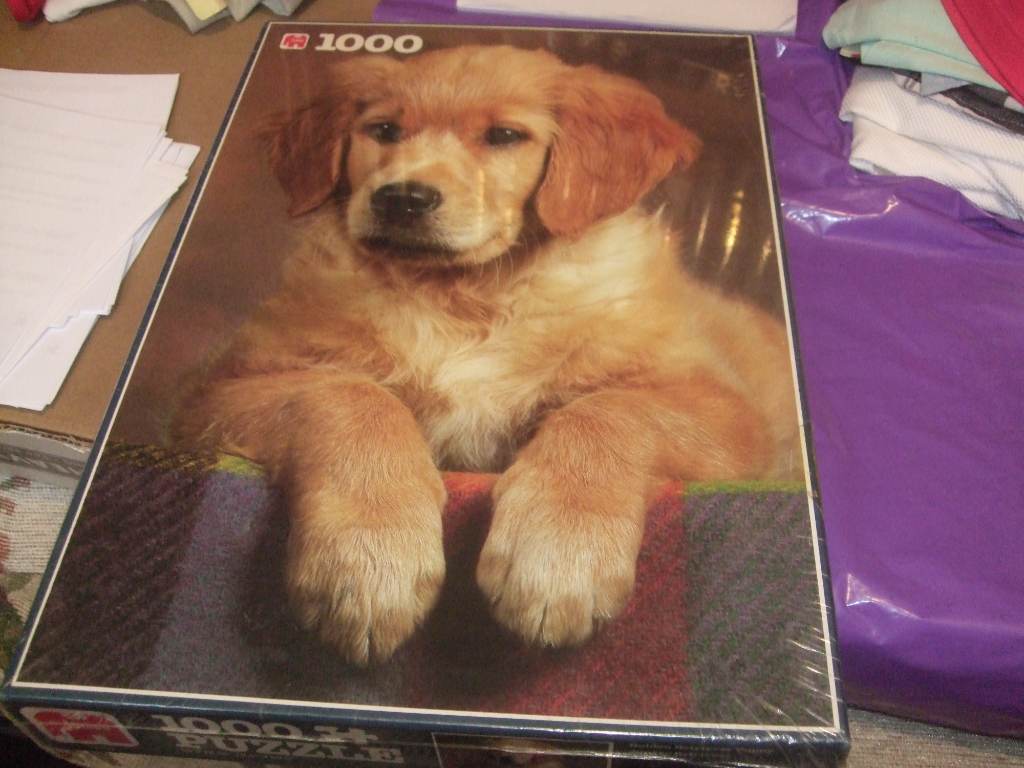 New Jumbo 1000 pc Jigsaw Golden Retriever Puppy
