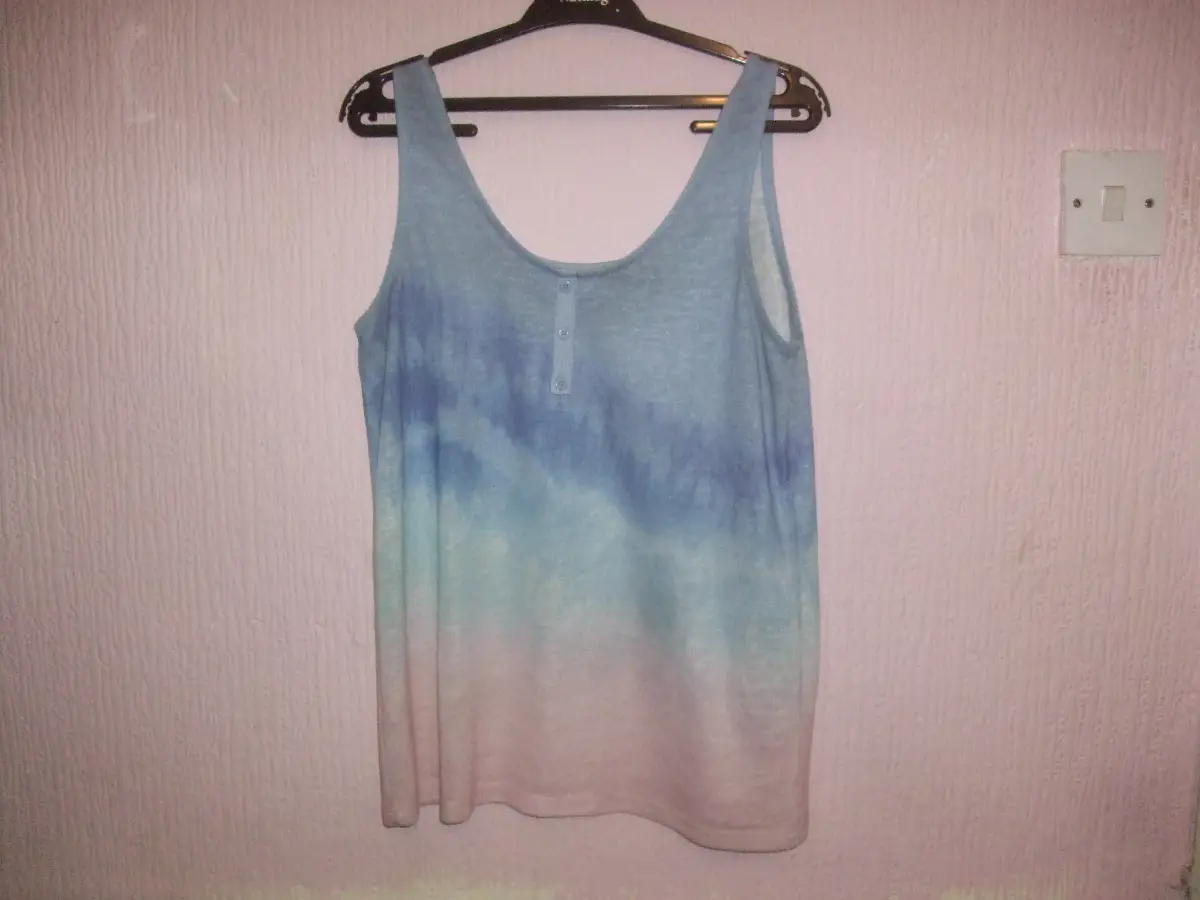 TU Vest Top Size 14 In Blue White & Pink