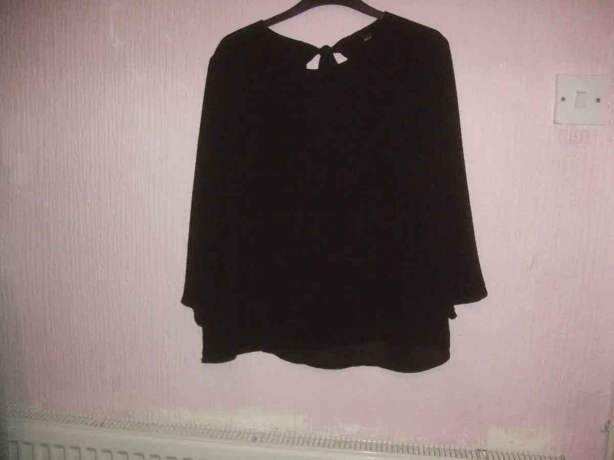New Look 3/4 Sleeve Blouse Size 14 In Black