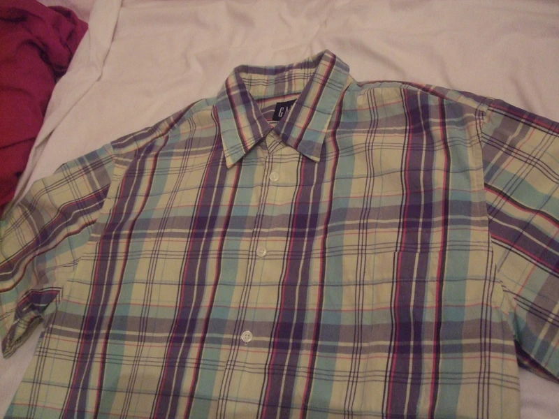 Gap Short Sleeve Shirt Size L Multi Check