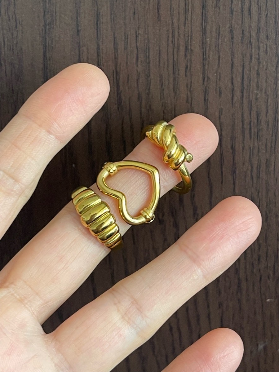 3 18k gold plated stainless steel waterproof size 7 rings