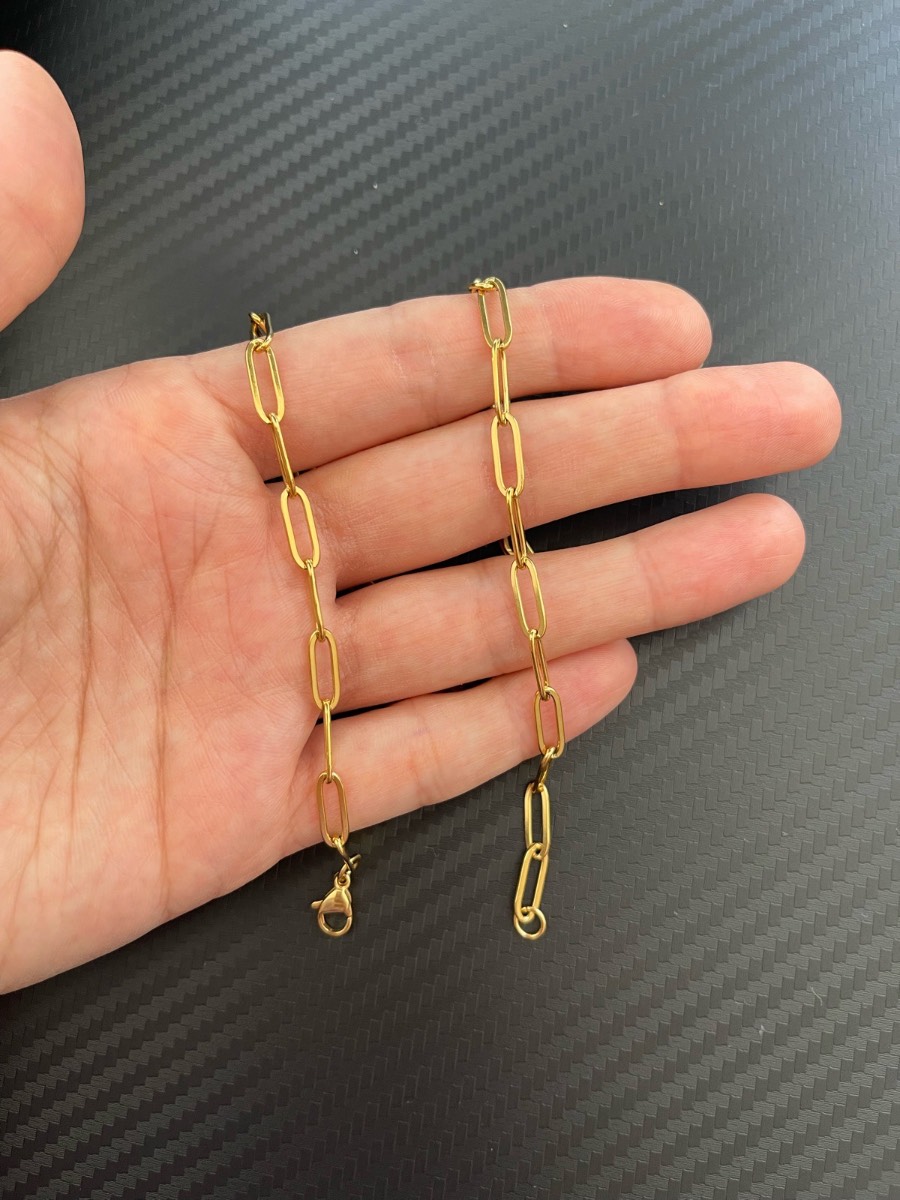 18k gold plated stainless steel waterproof paperclip necklace