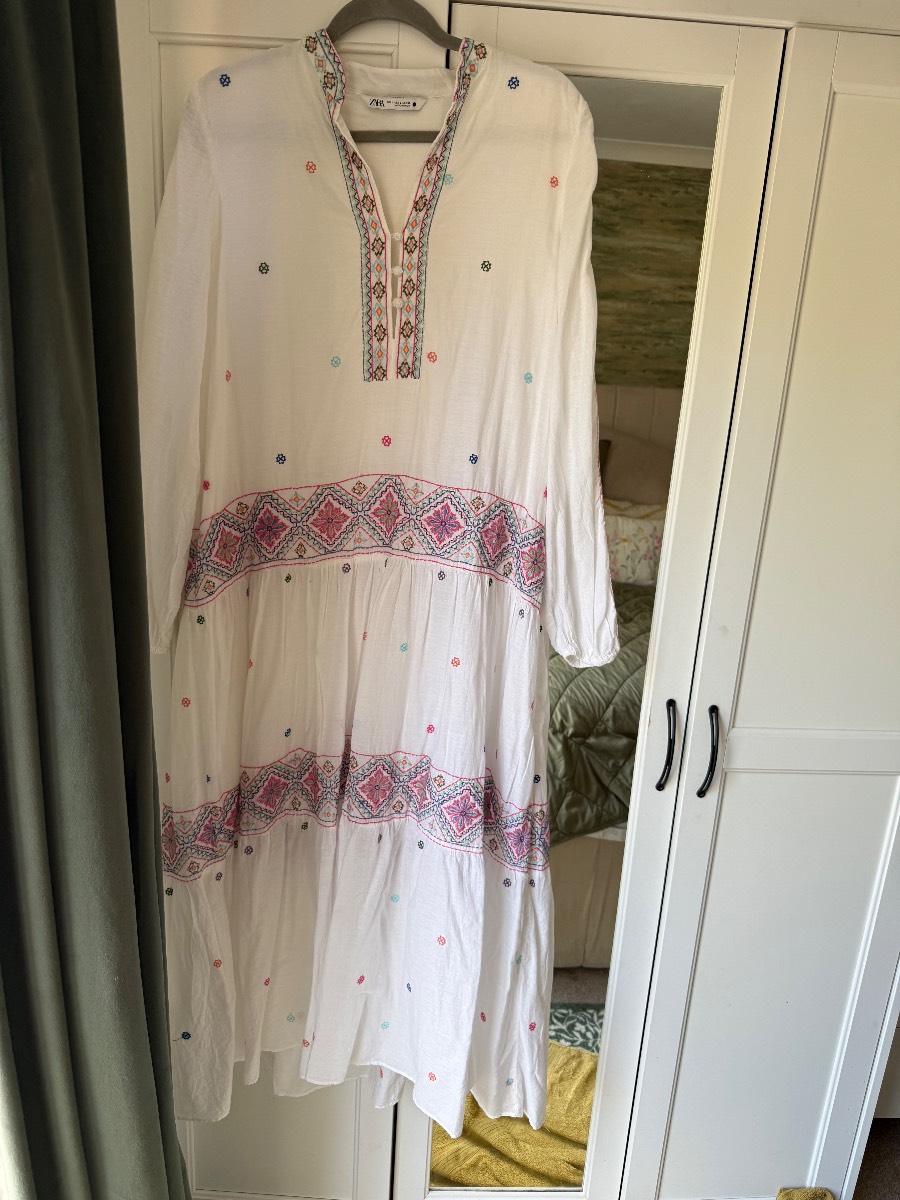 Zara stunning  long cotton dress large fit 14