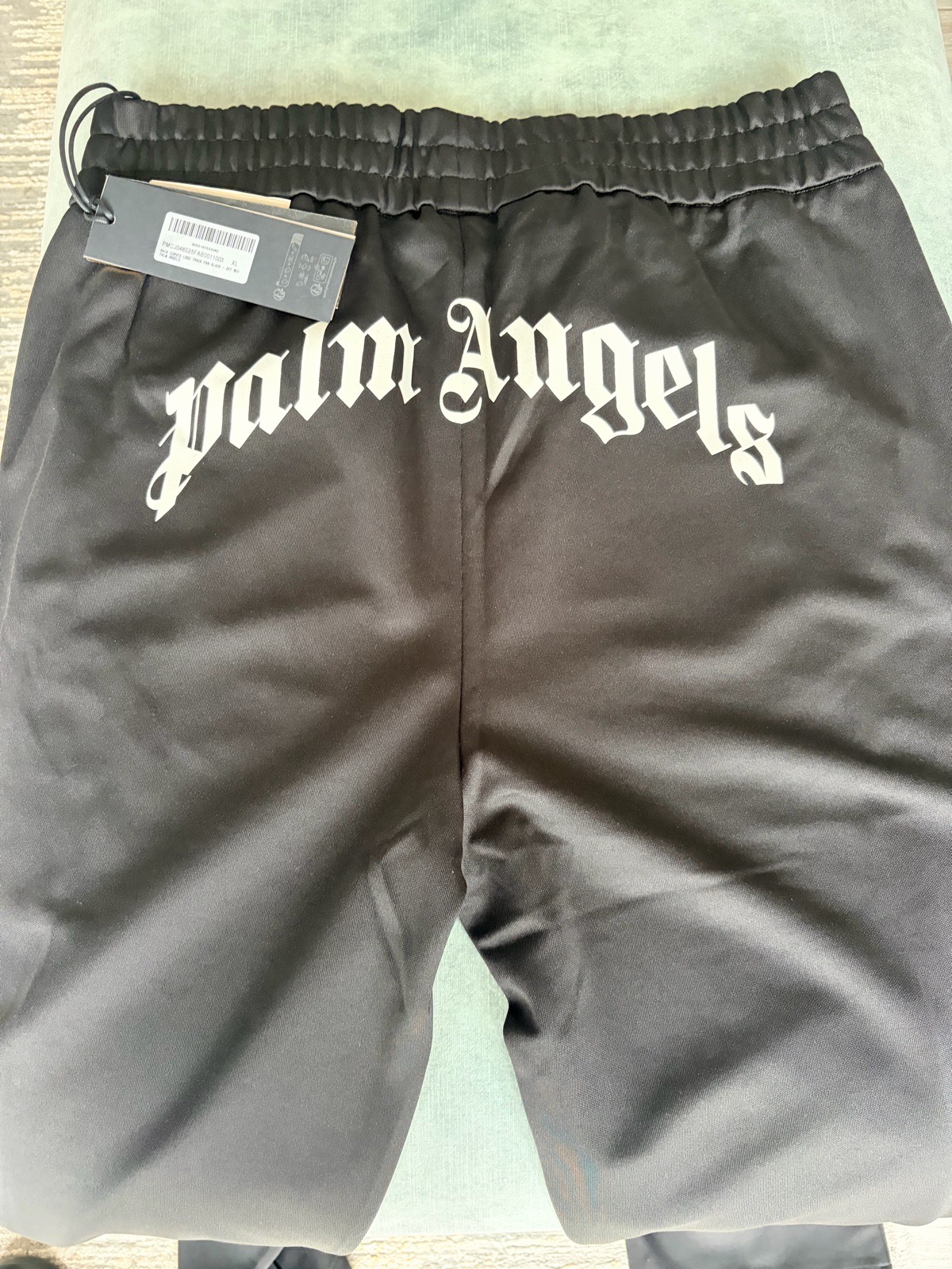 Palm Angels Logo Track Pants Black Polyester XL 86cm Leg Drawstring Pockets