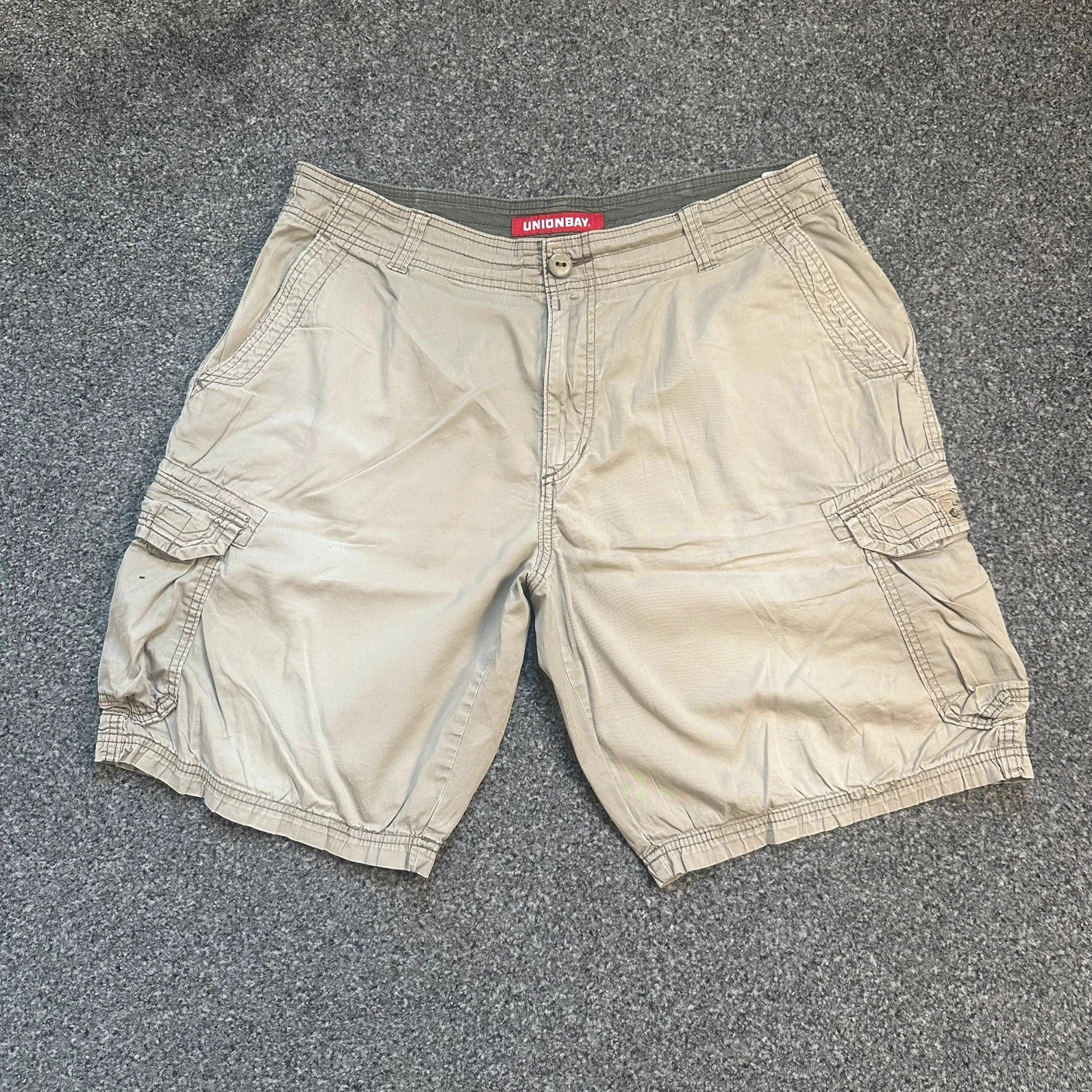 Unionbay Cargo Shorts Khaki Beige Y2K Multi-Pocket Mens