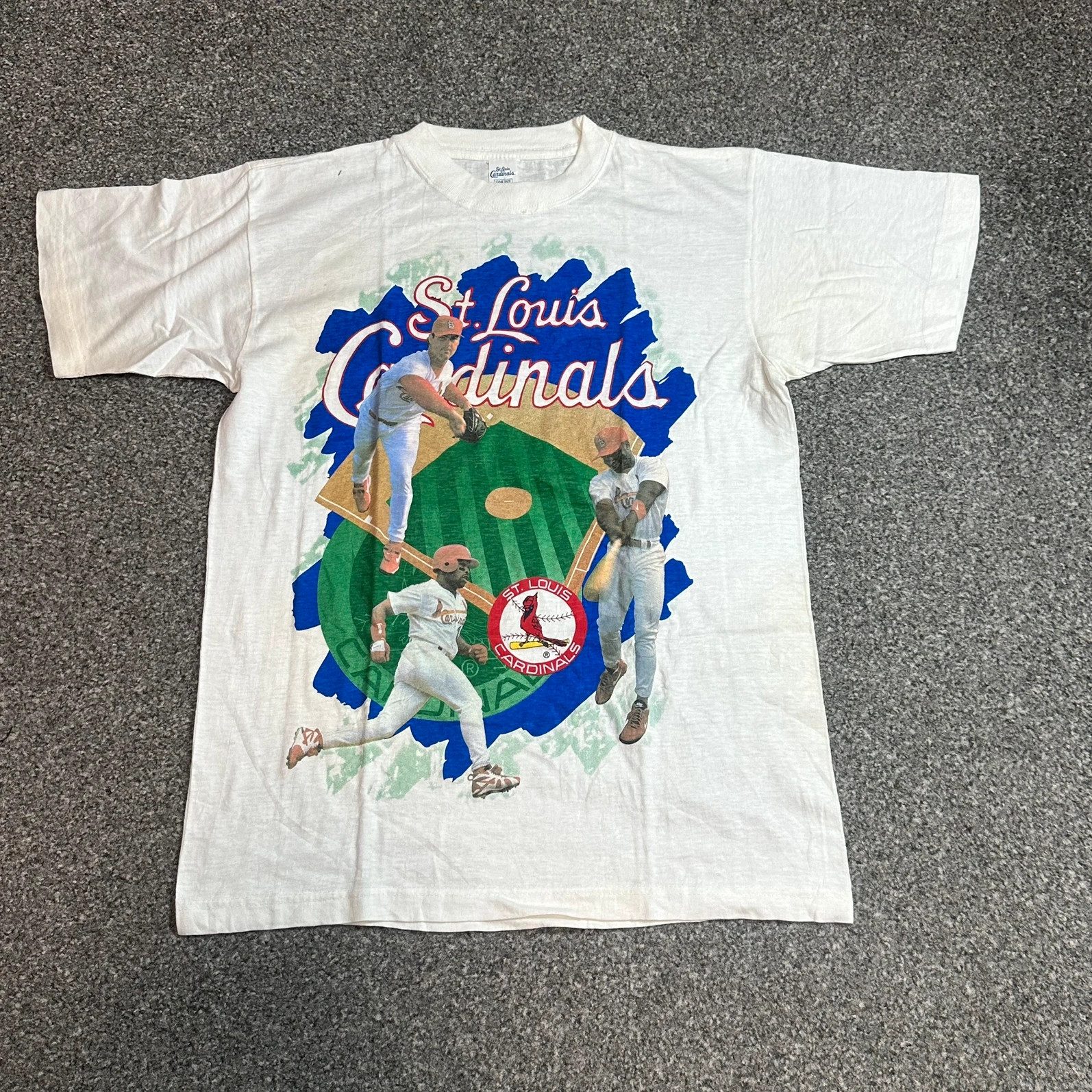 Vintage 90s St. Louis Cardinals MLB Coca-Cola Graphic T-Shirt White Baseball