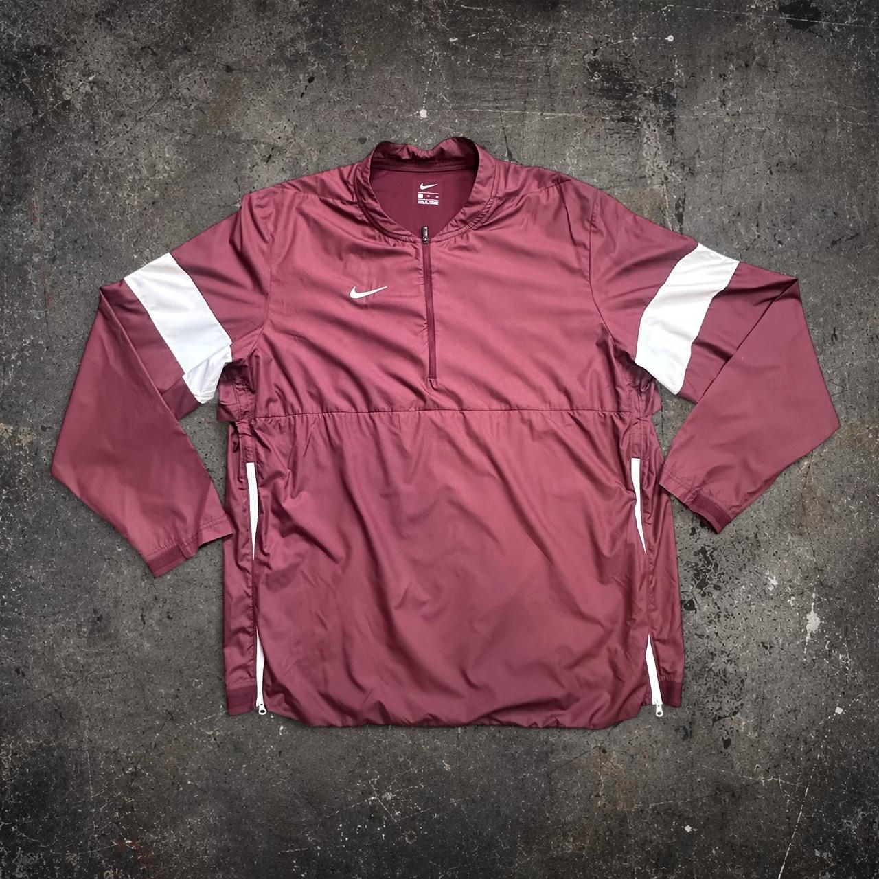 Nike Quarter Zip Windbreaker Coach Jacket Maroon White XL