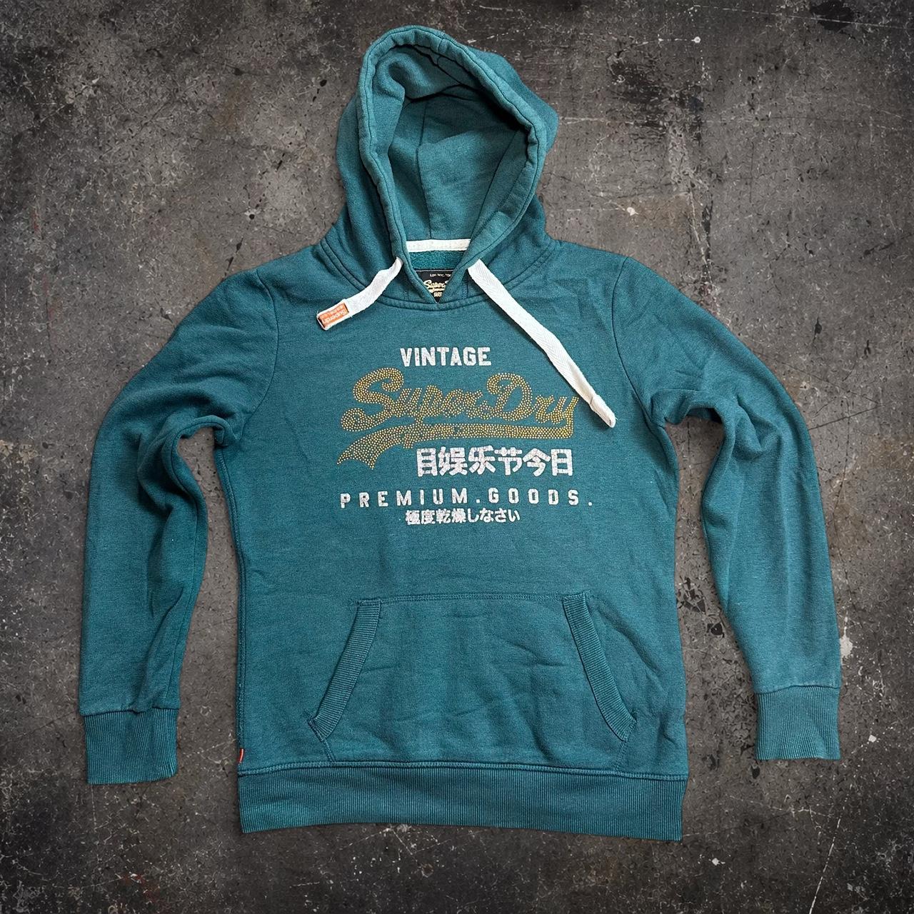 Superdry Vintage Logo Rhinestone Hoodie Teal Women's M