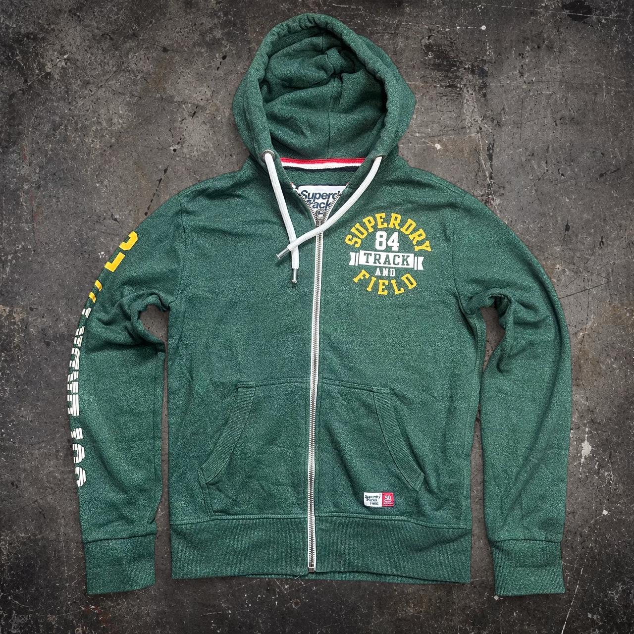 Superdry Track & Field 84 Zip Hoodie Green Marl Size S