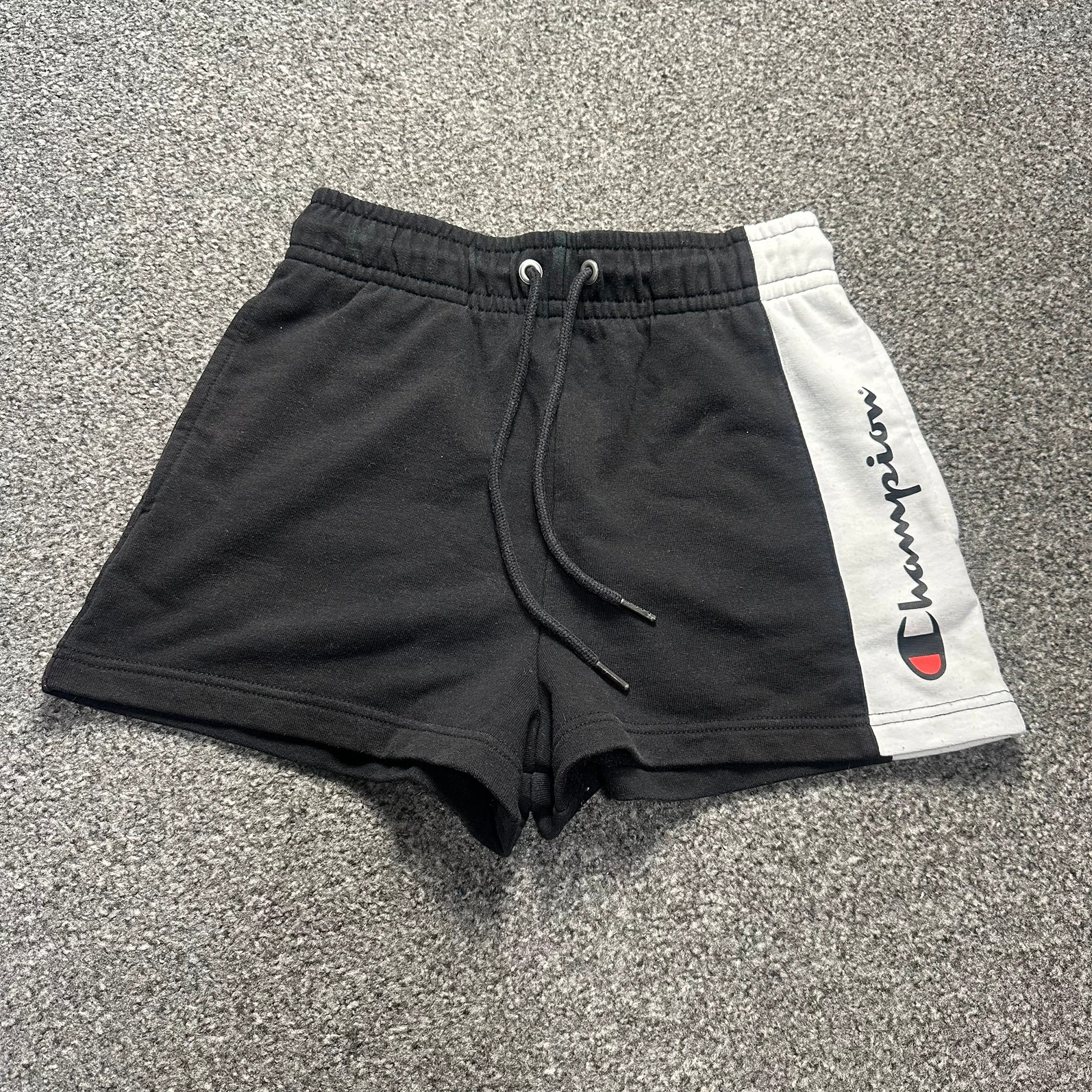 Champion Colour Block Script Logo Fleece Shorts Black White