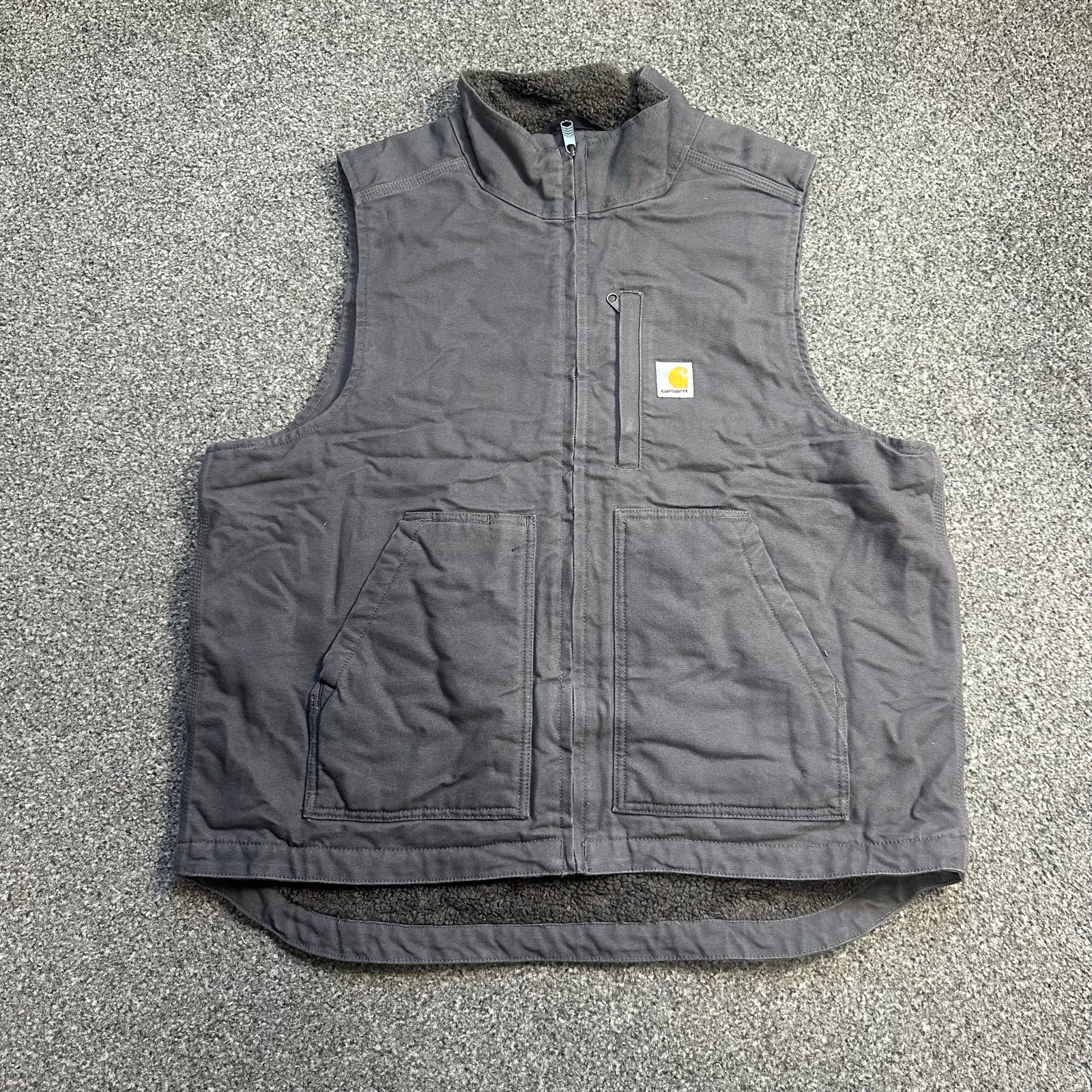 Carhartt Grey Workwear Fleece-Lined Vest Large Utility