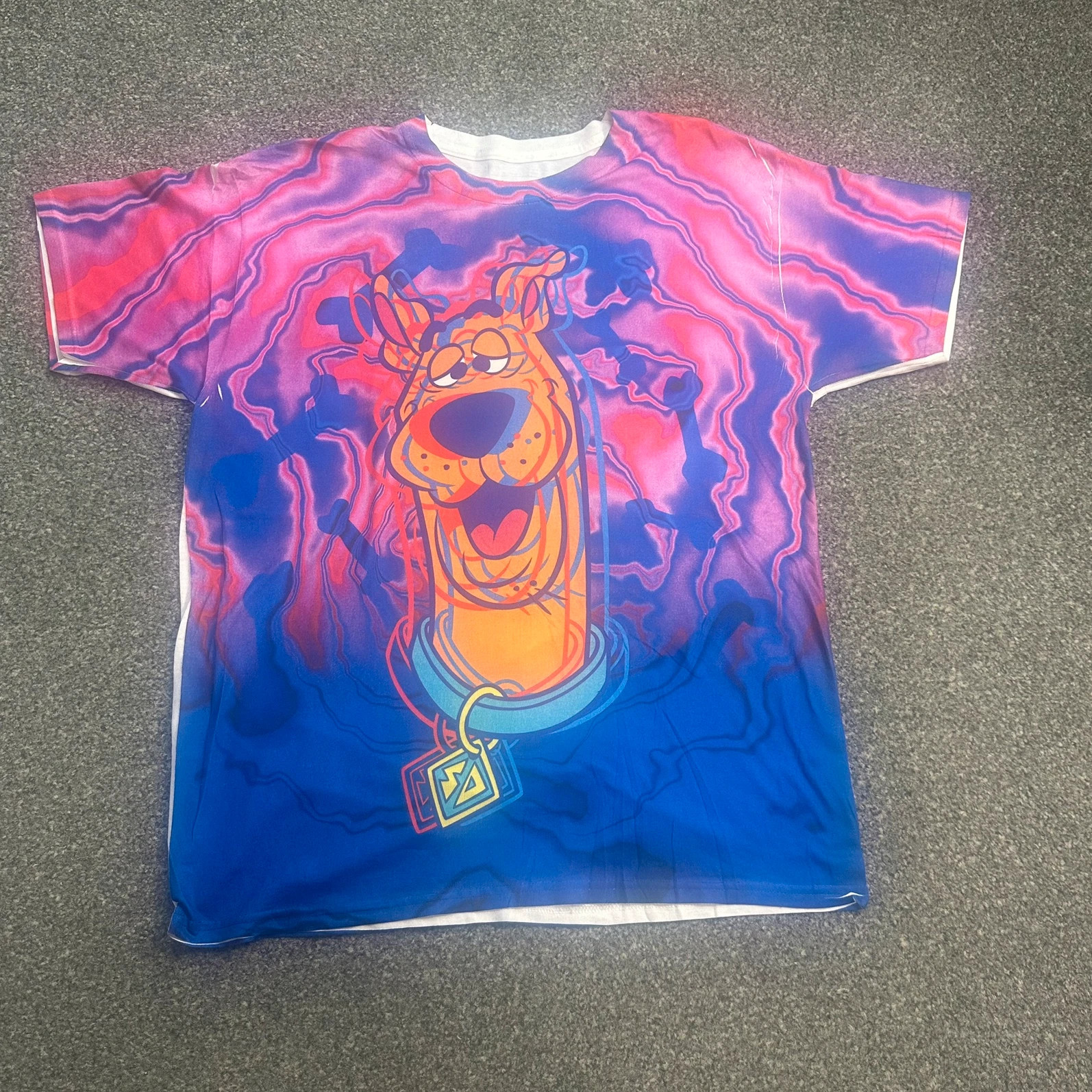 Scooby-Doo All Over Print Psychedelic T-Shirt Cartoon Graphic Tee
