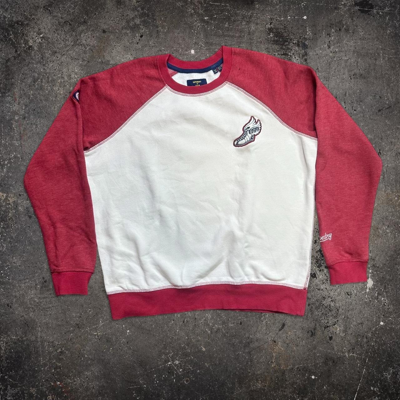 Superdry Red & White Raglan Crewneck Sweatshirt UK 10
