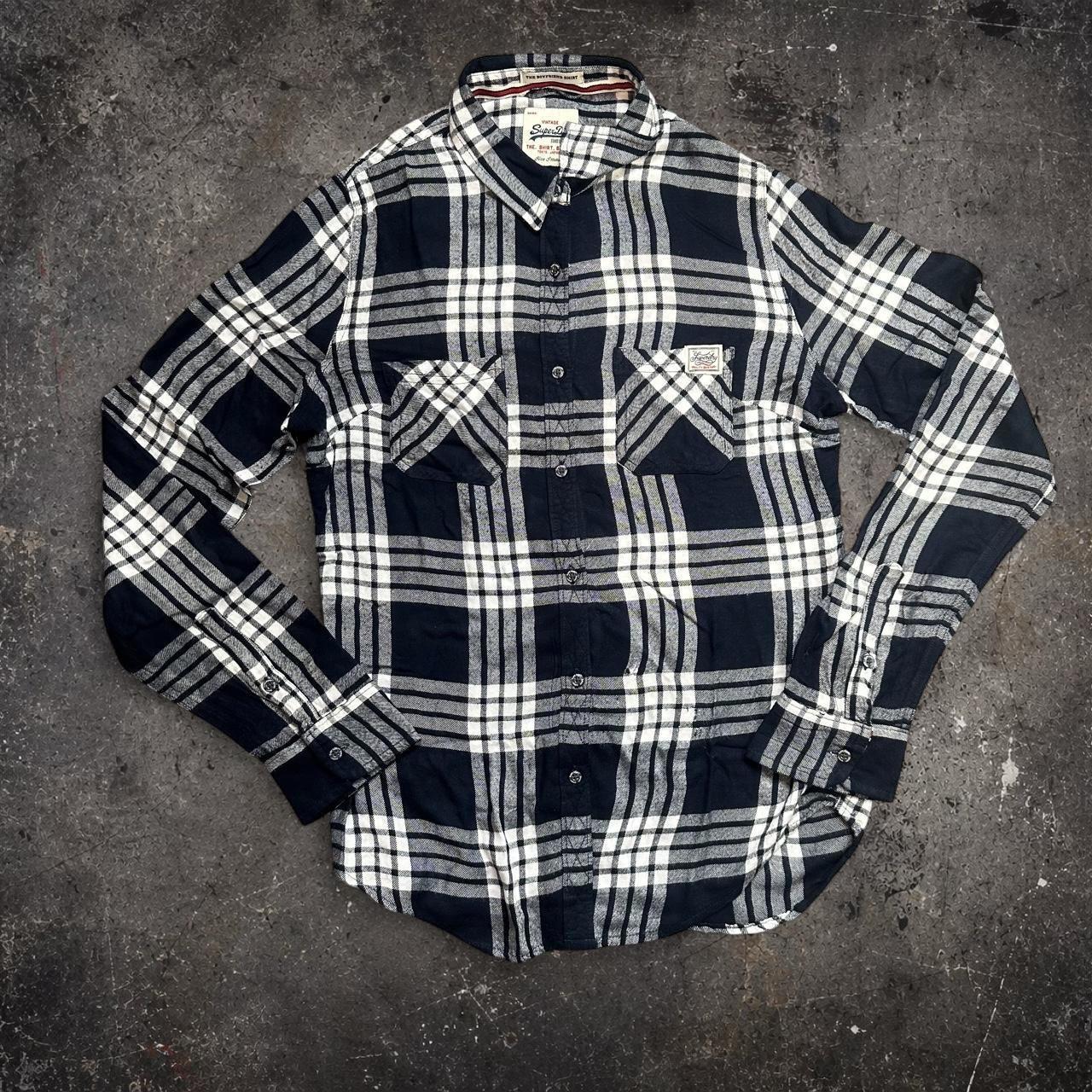 Superdry Boyfriend Shirt Navy Check Size Small