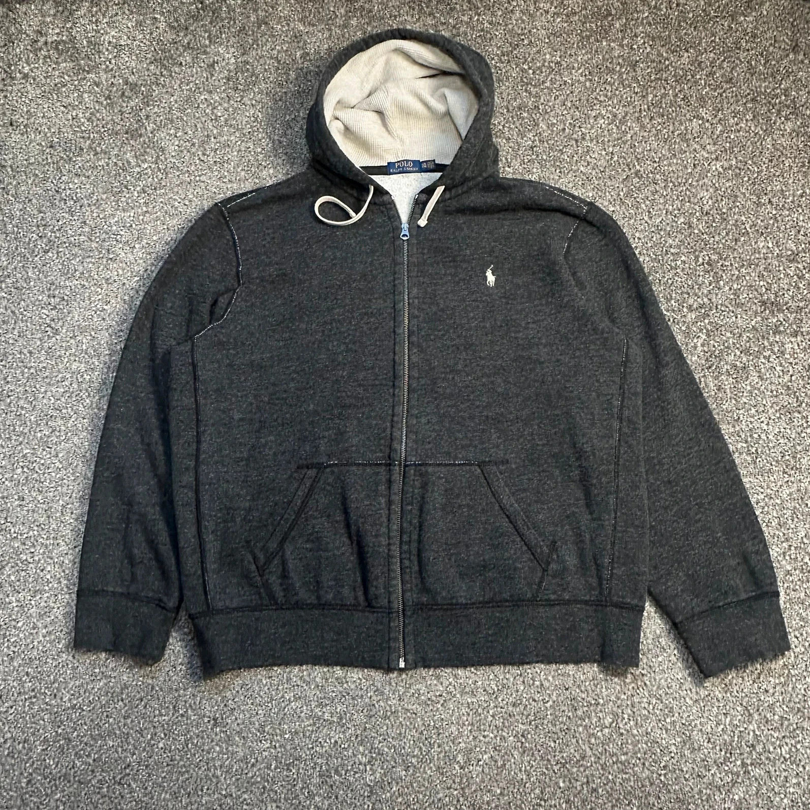 Polo Ralph Lauren Charcoal Grey Full Zip Hoodie Pony Logo