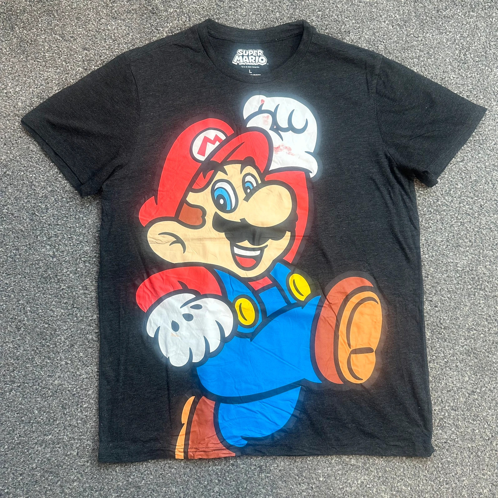 Super Mario Nintendo Black Graphic T-Shirt Size L