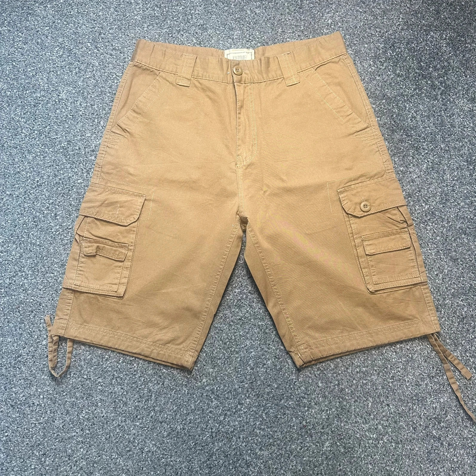 Mens Khaki Cargo Shorts Japanese Streetwear Utility Y2K Style
