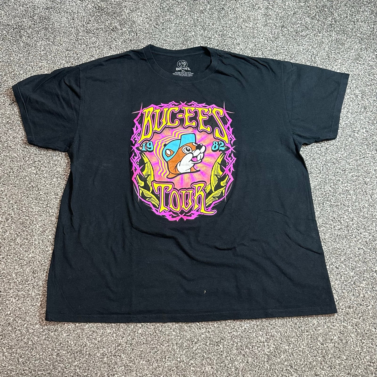 Bucee's Black Graphic Logo Tour Cotton T-Shirt XXL Vintage Style