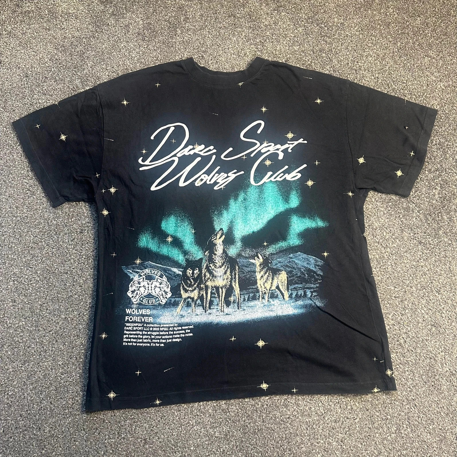 Darc Sport Wolves Club Black Graphic T-Shirt All Over Print