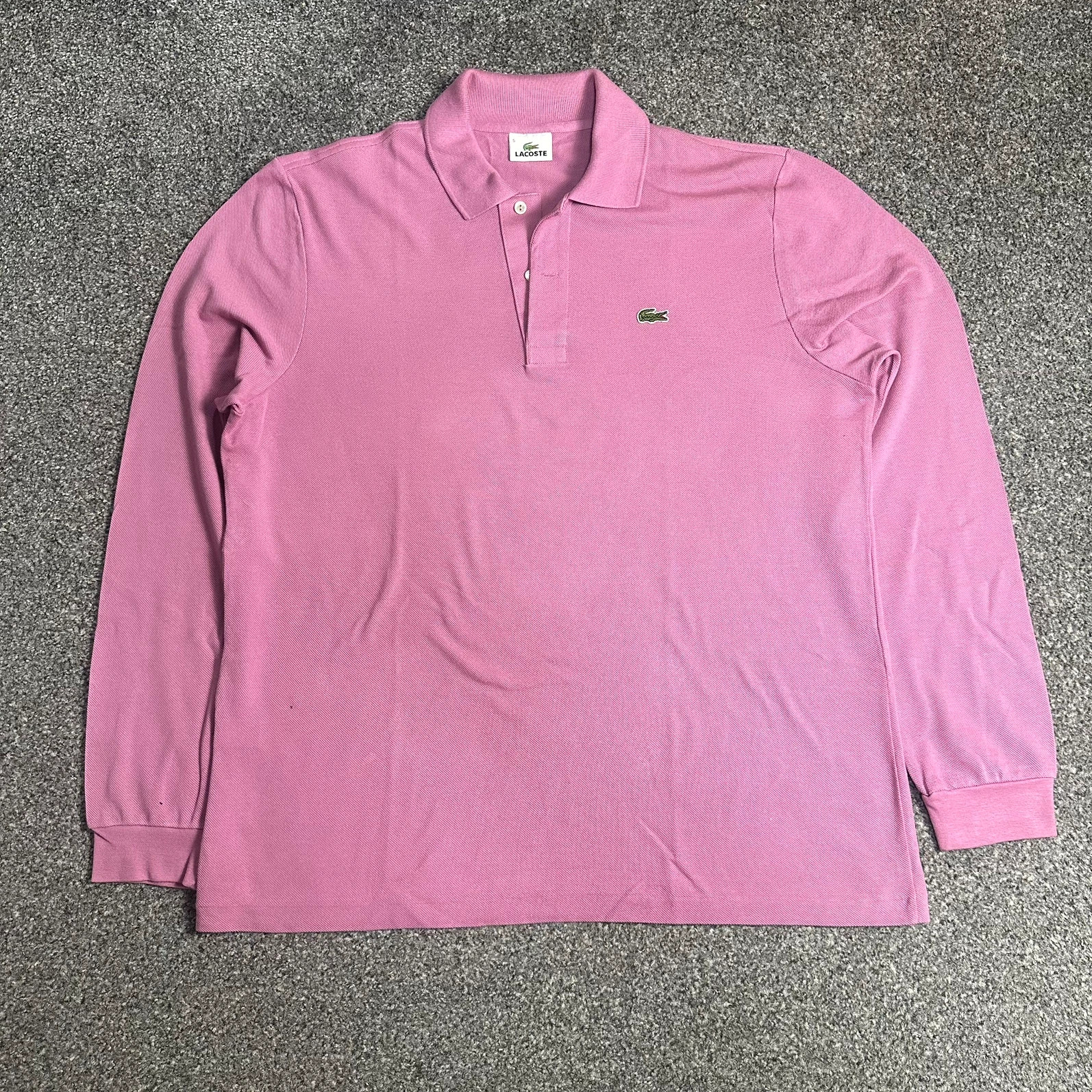 Lacoste Long Sleeve Polo Shirt Pink Piqué Cotton Classic Croc