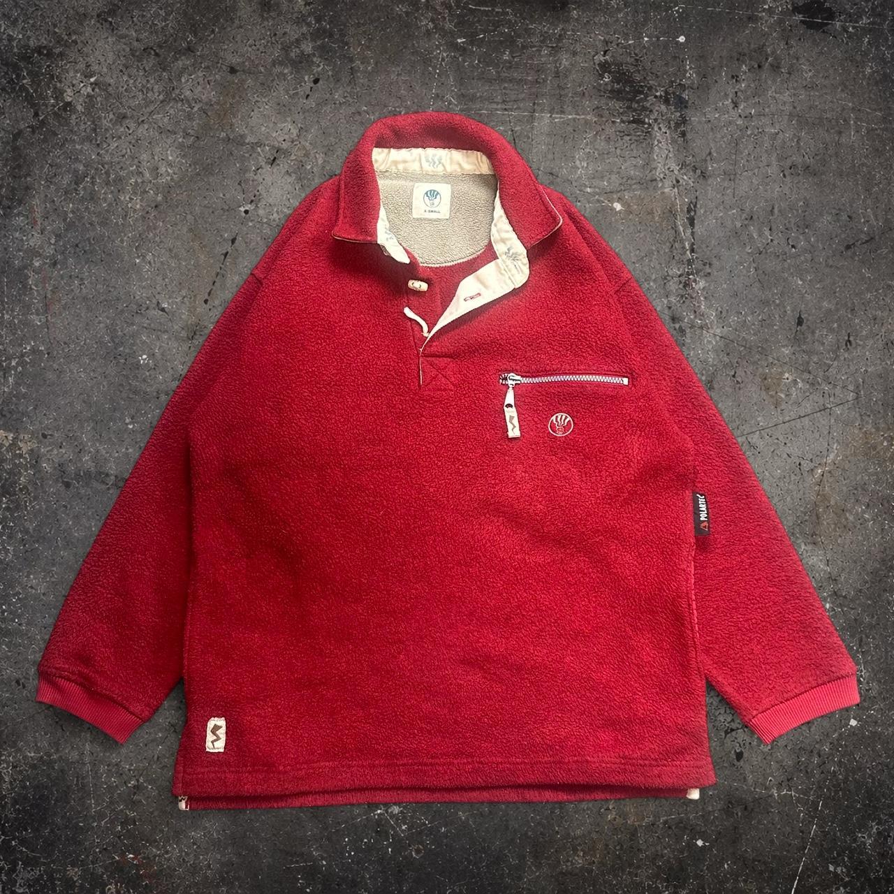 Fat Face Polartec Fleece Pullover Red Snap Collar Size XS