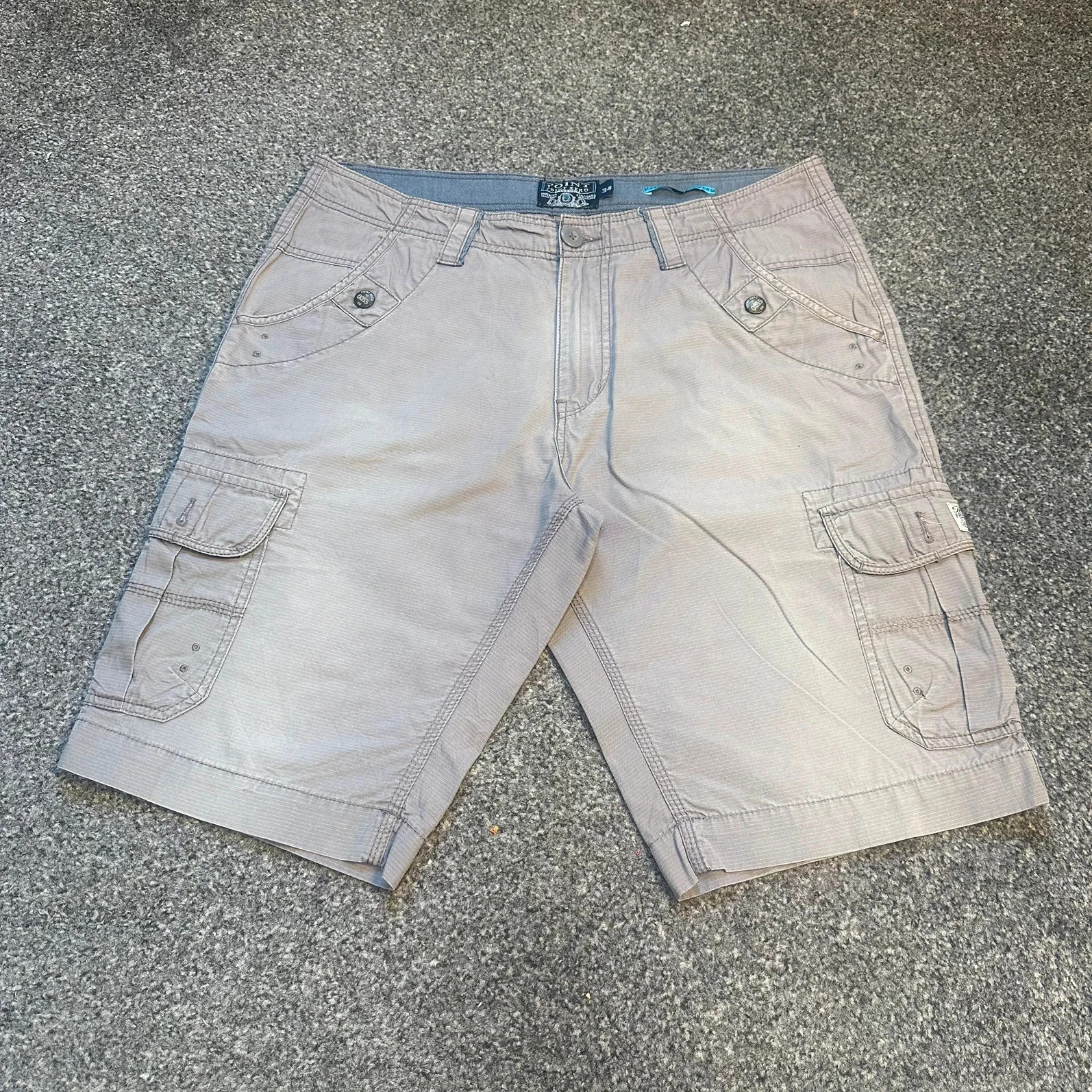 Men's Stone Khaki Cargo Shorts Y2K Multi Pocket Summer