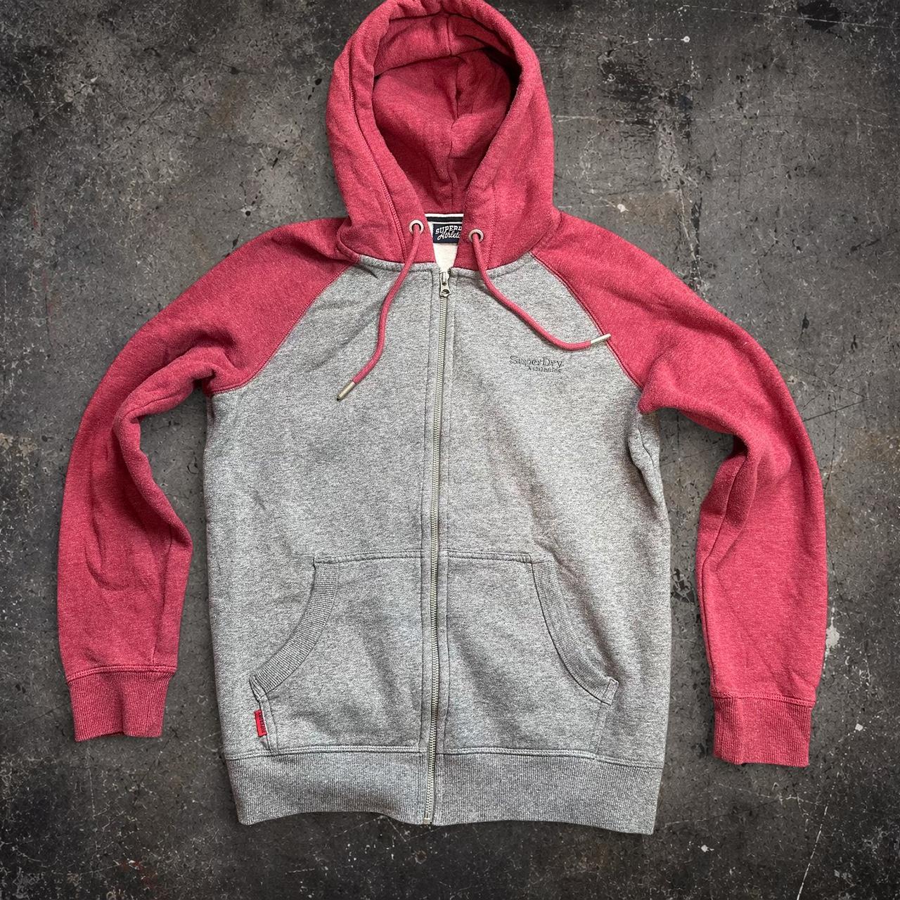 Superdry Two-Tone Zip Hoodie Grey/Red Mens M